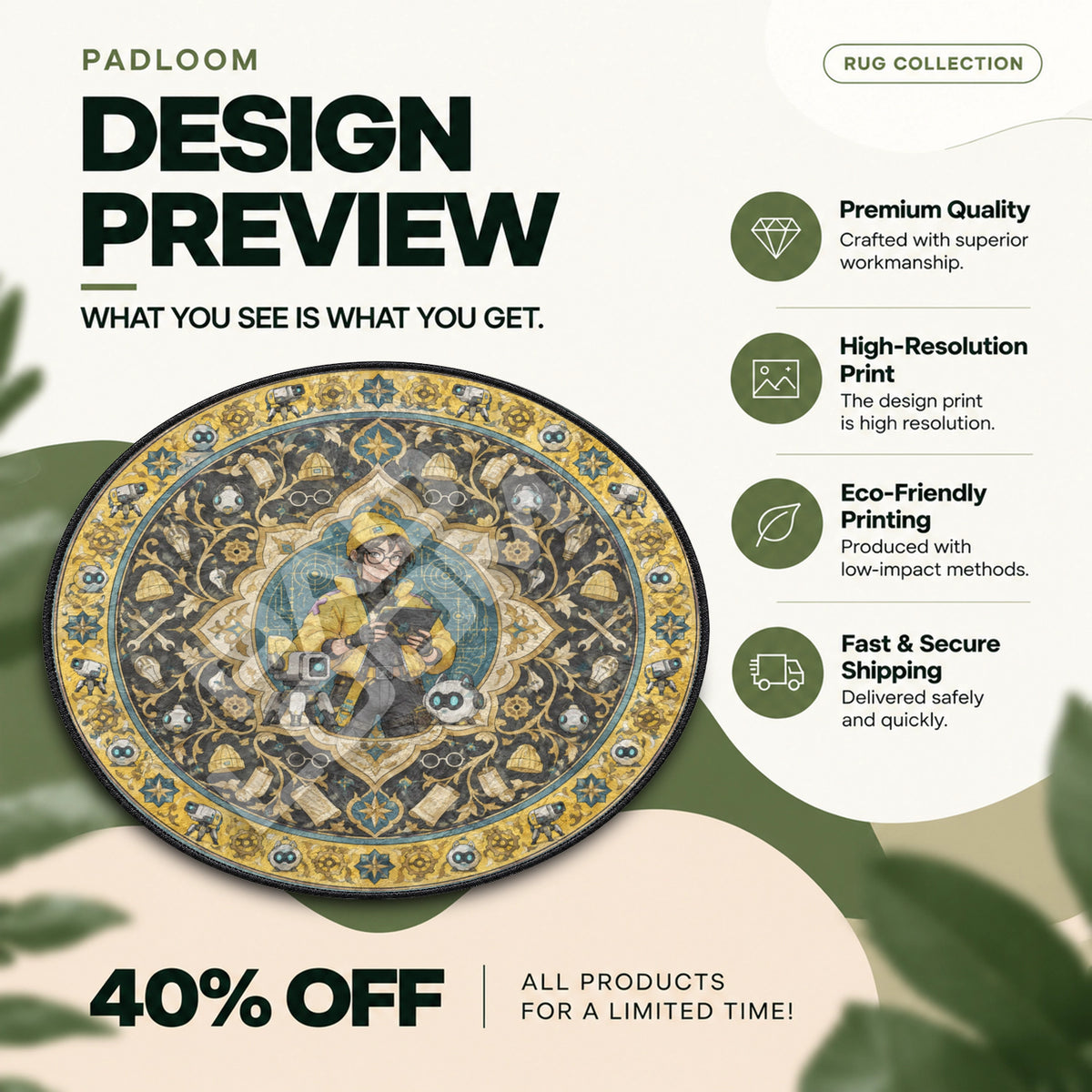Killjoy Medallion Valorant round rug full design preview