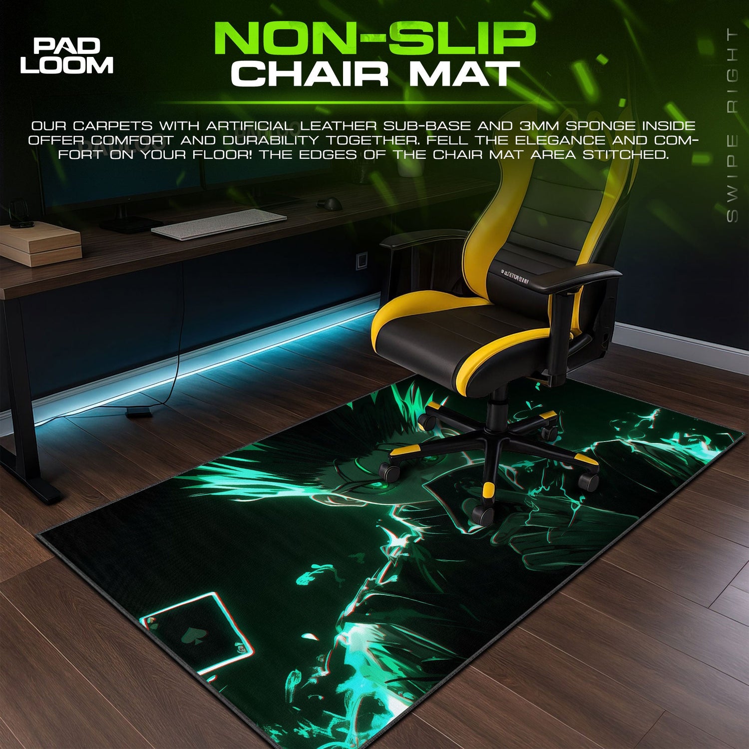 Killua Electric Cards Mouse Pad, Hunter x Hunter Gaming Desk Mat Padloom