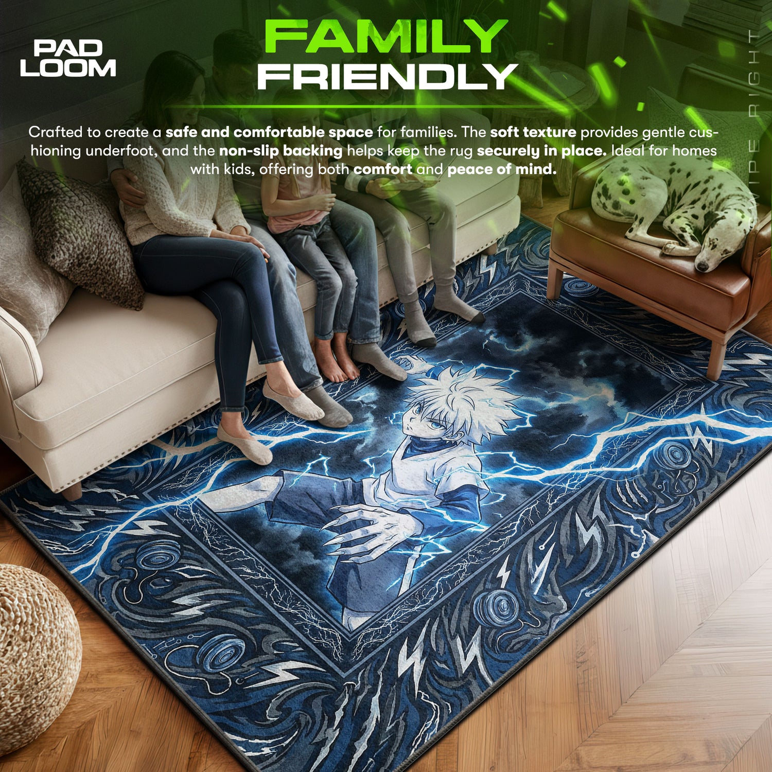 Killua Godspeed Lightning Rug - Hunter x Hunter Chair Mat