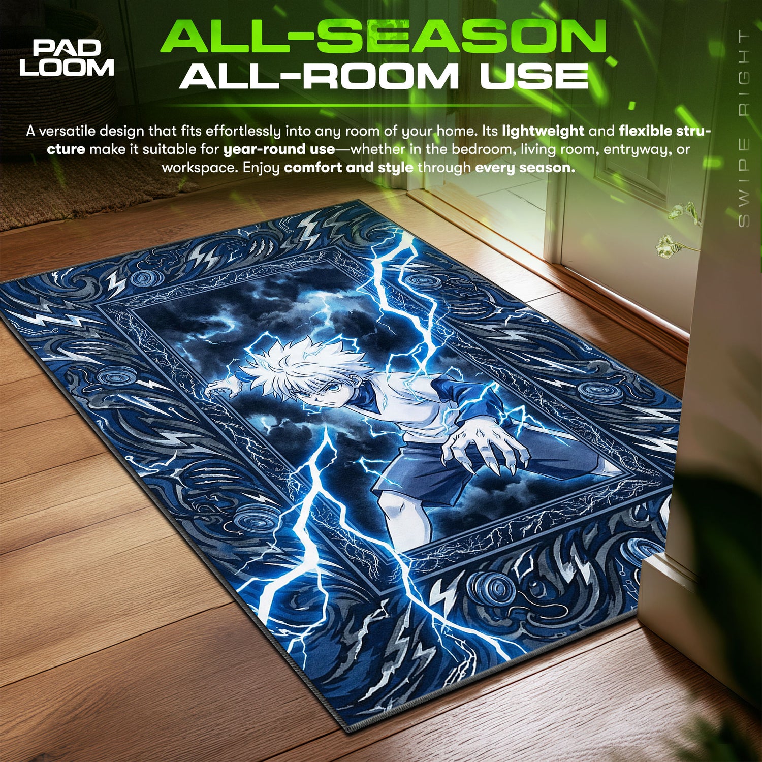 Killua Godspeed Lightning Rug - Hunter x Hunter Chair Mat