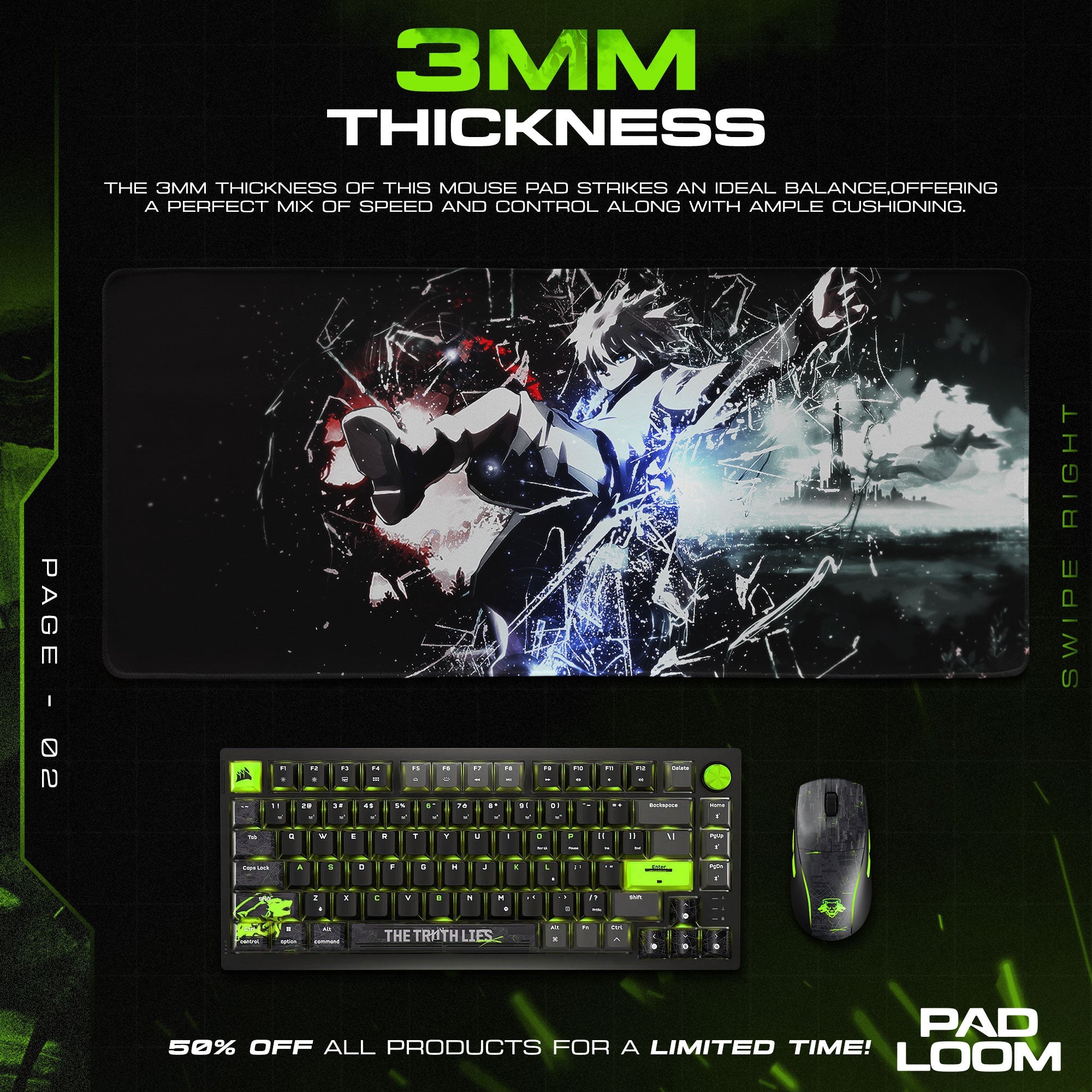 Killua Mouse Pad - Lightning Break Anime Desk Mat Padloom
