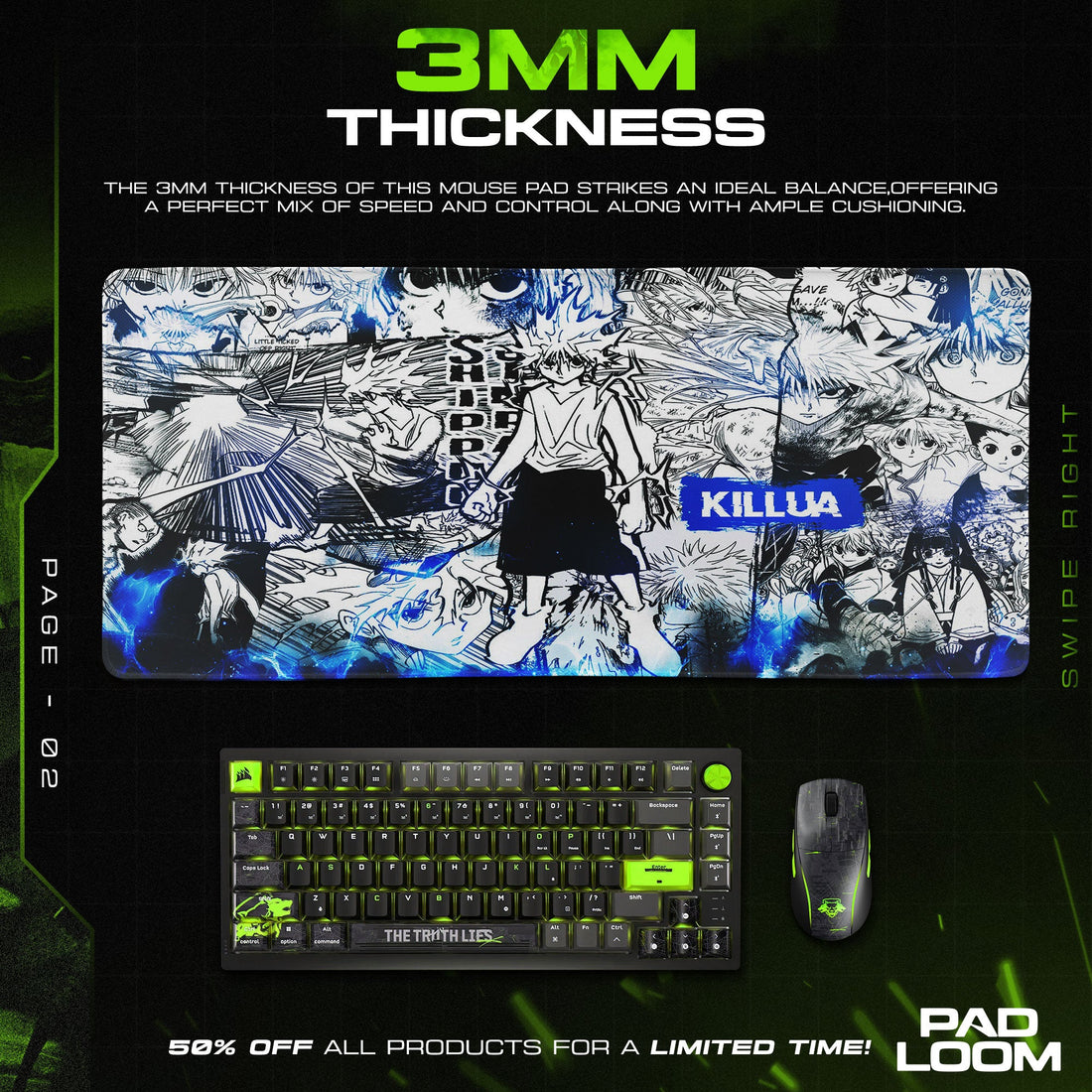 Killua Mouse Pad - Manga Storm Anime Desk Mat Padloom