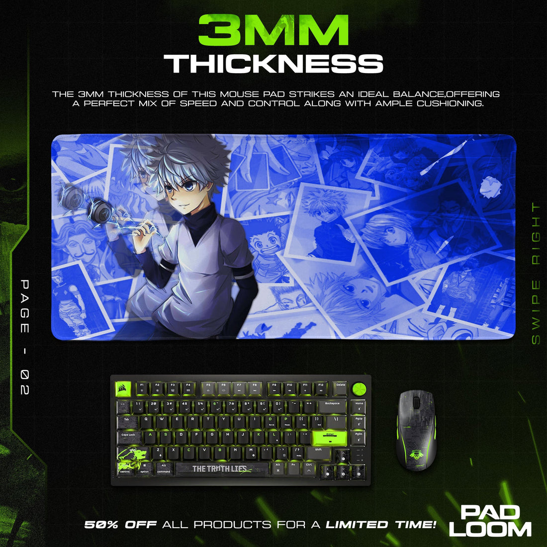 Killua Mouse Pad - Memory Voltage Anime Desk Mat Padloom