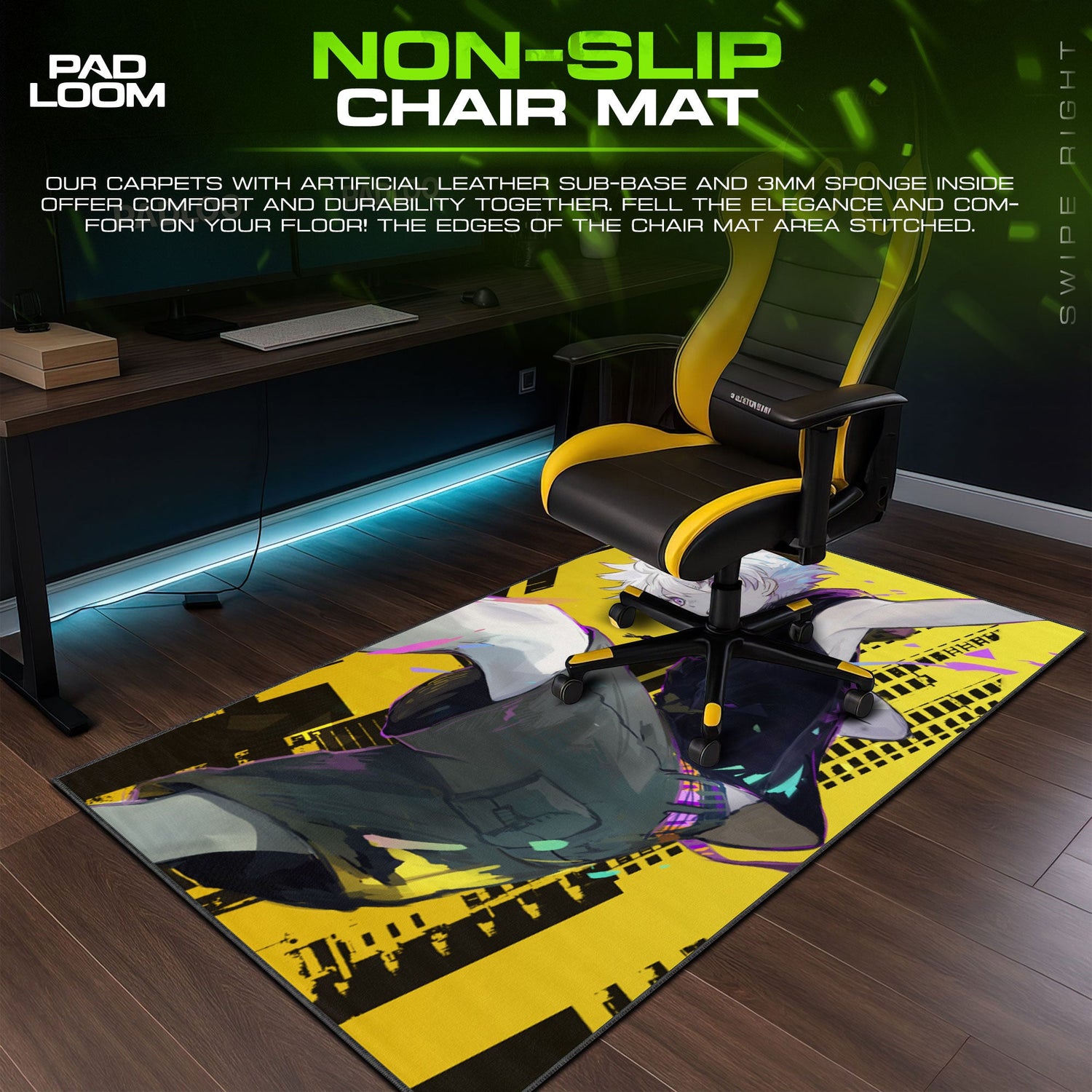 Killua Mouse Pad - Neon Rush Anime Desk Mat Padloom