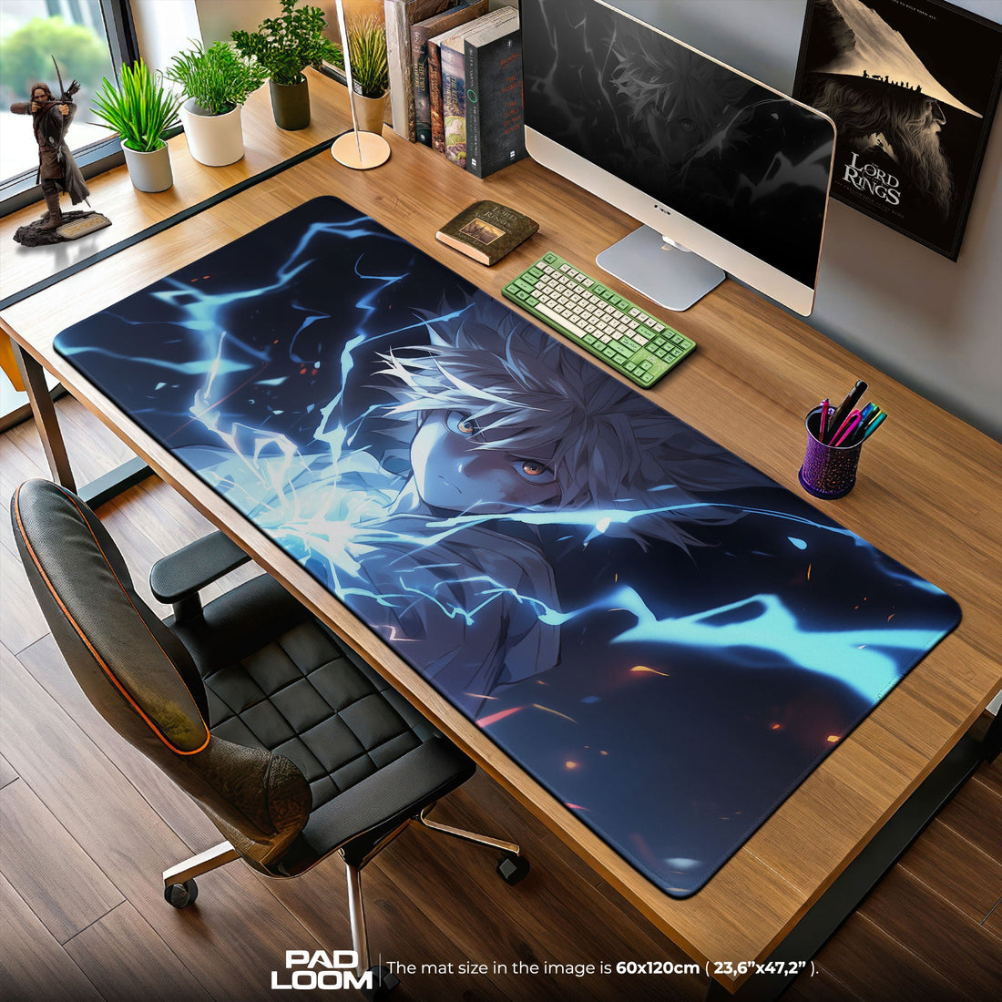 Killua Mouse Pad - Thunder Aura Anime Desk Mat Padloom