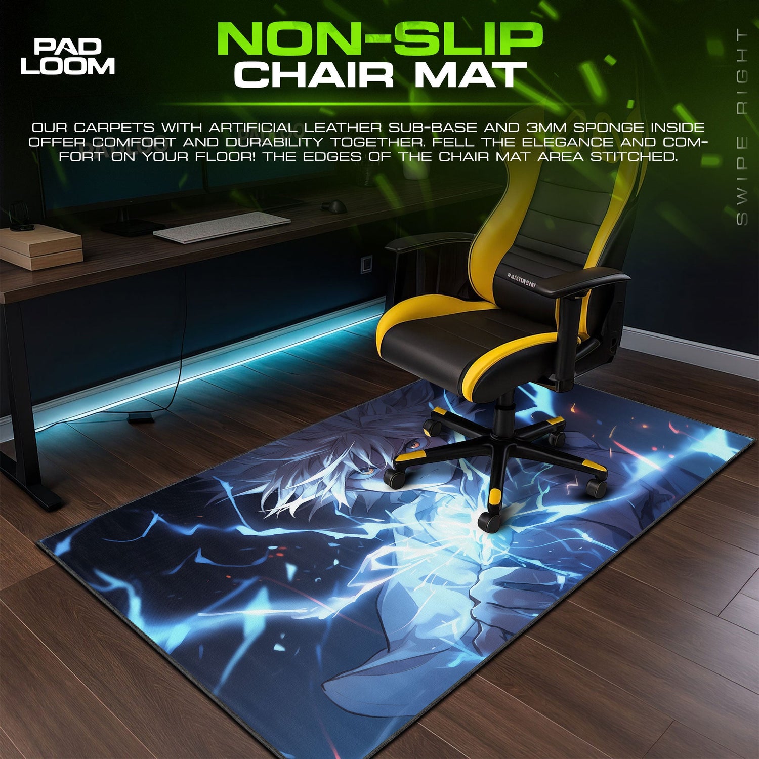 Killua Mouse Pad - Thunder Aura Anime Desk Mat Padloom