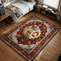 King Dedede holding a giant wooden mallet in a regal red and gold tapestry style gaming area rug and floor mat