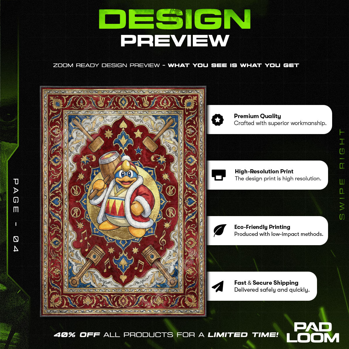 King Dedede Royal Mallet Rug - Kirby Chair Mat