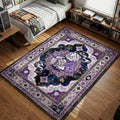 King Dice holding playing cards surrounded by purple suits in vintage watercolor style gaming area rug and floor mat
