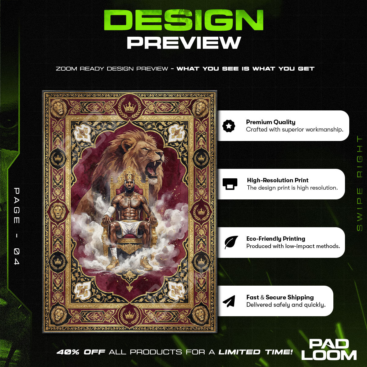 Floor character design printed on rug