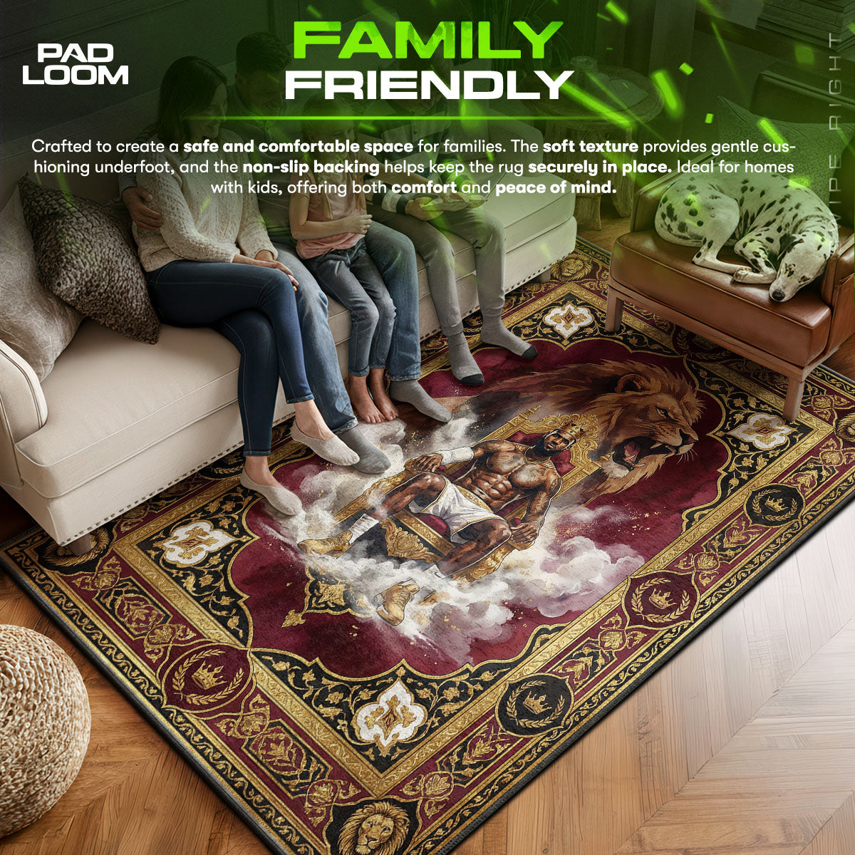 King area rug showing full home decor artwork