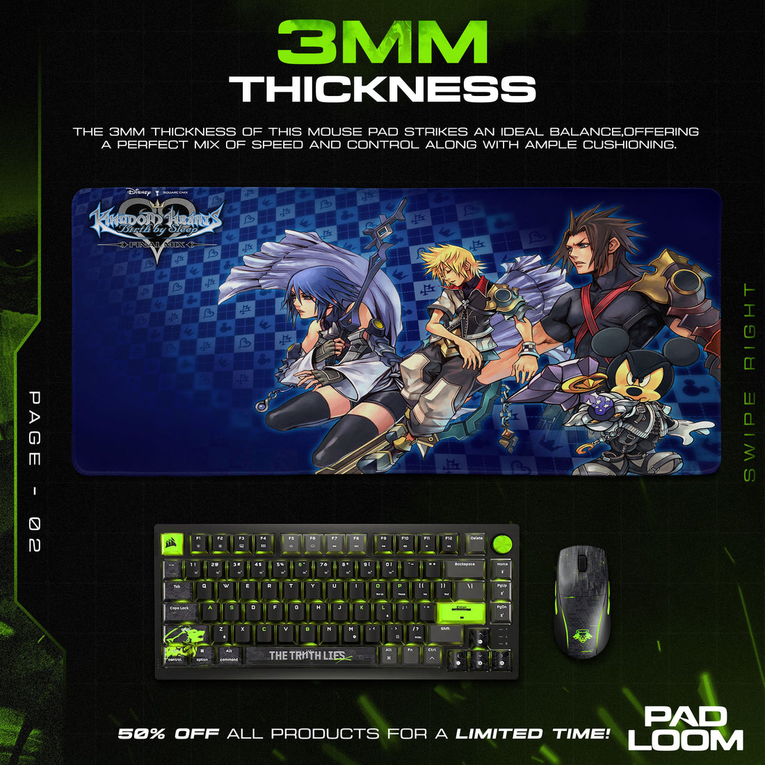 Kingdom Hearts Mouse Pad, Birth by Sleep Gaming Desk Mat