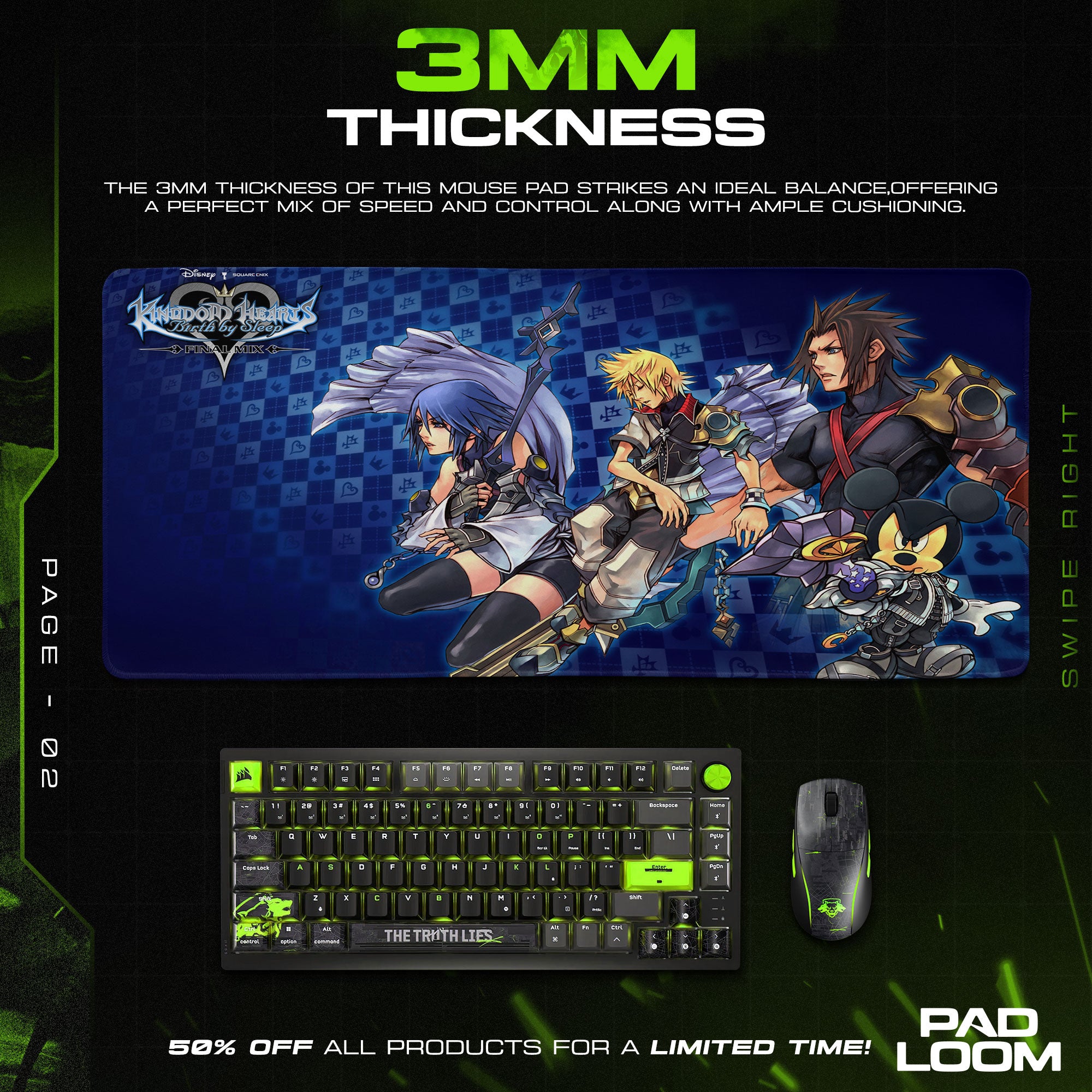 Kingdom Hearts Mouse Pad, Birth by Sleep Gaming Desk Mat