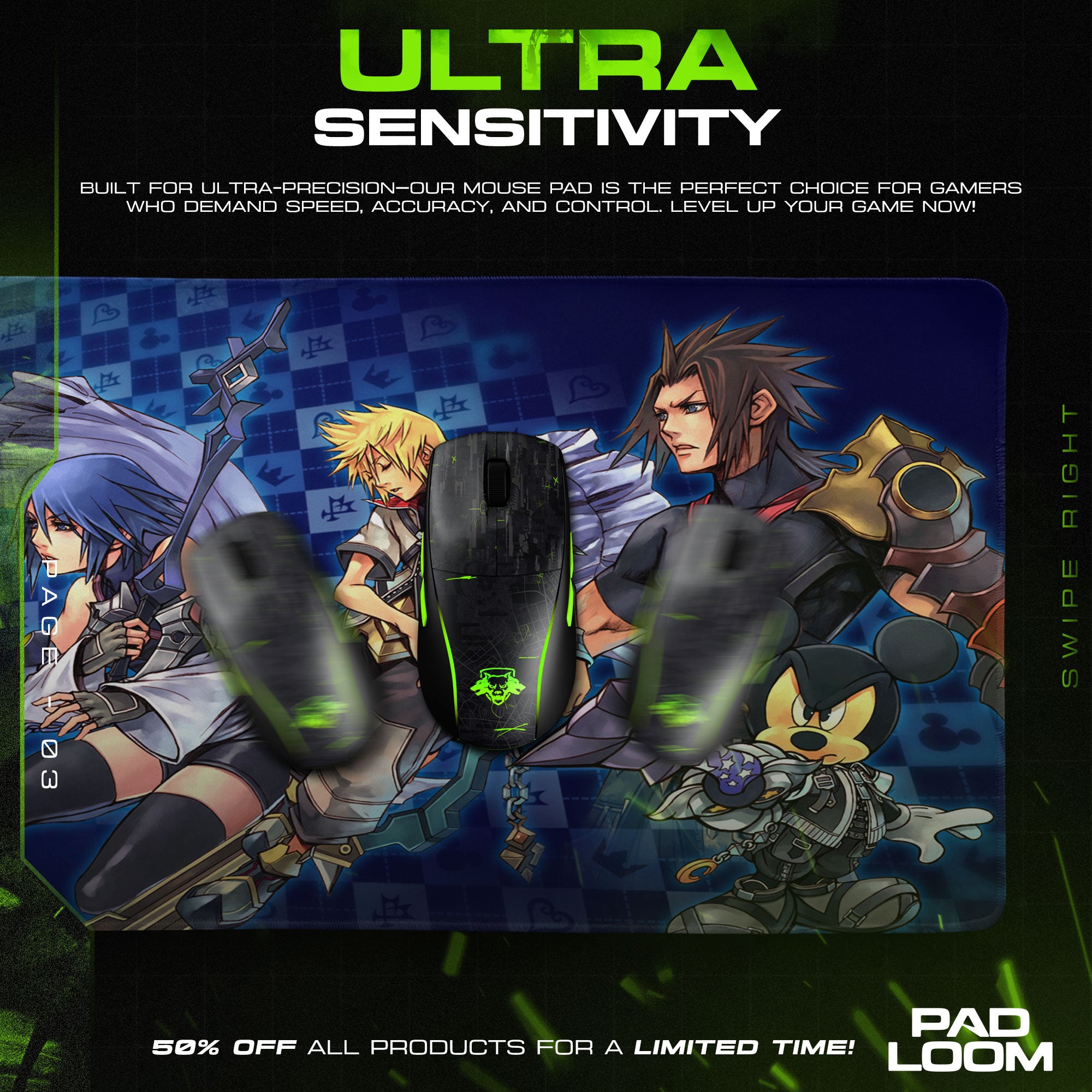Kingdom Hearts Mouse Pad, Birth by Sleep Gaming Desk Mat