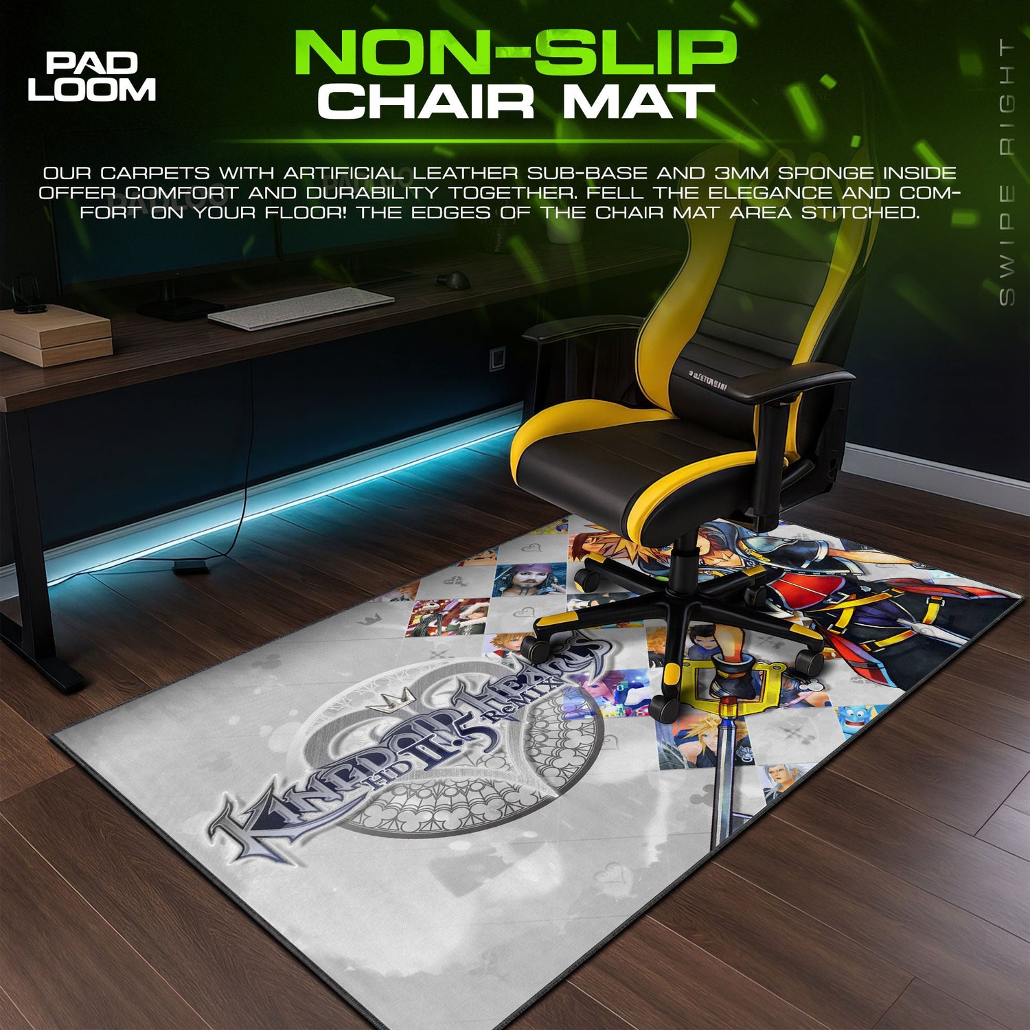 Kingdom Hearts Mouse Pad, HD Remix Gaming Desk Mat Padloom