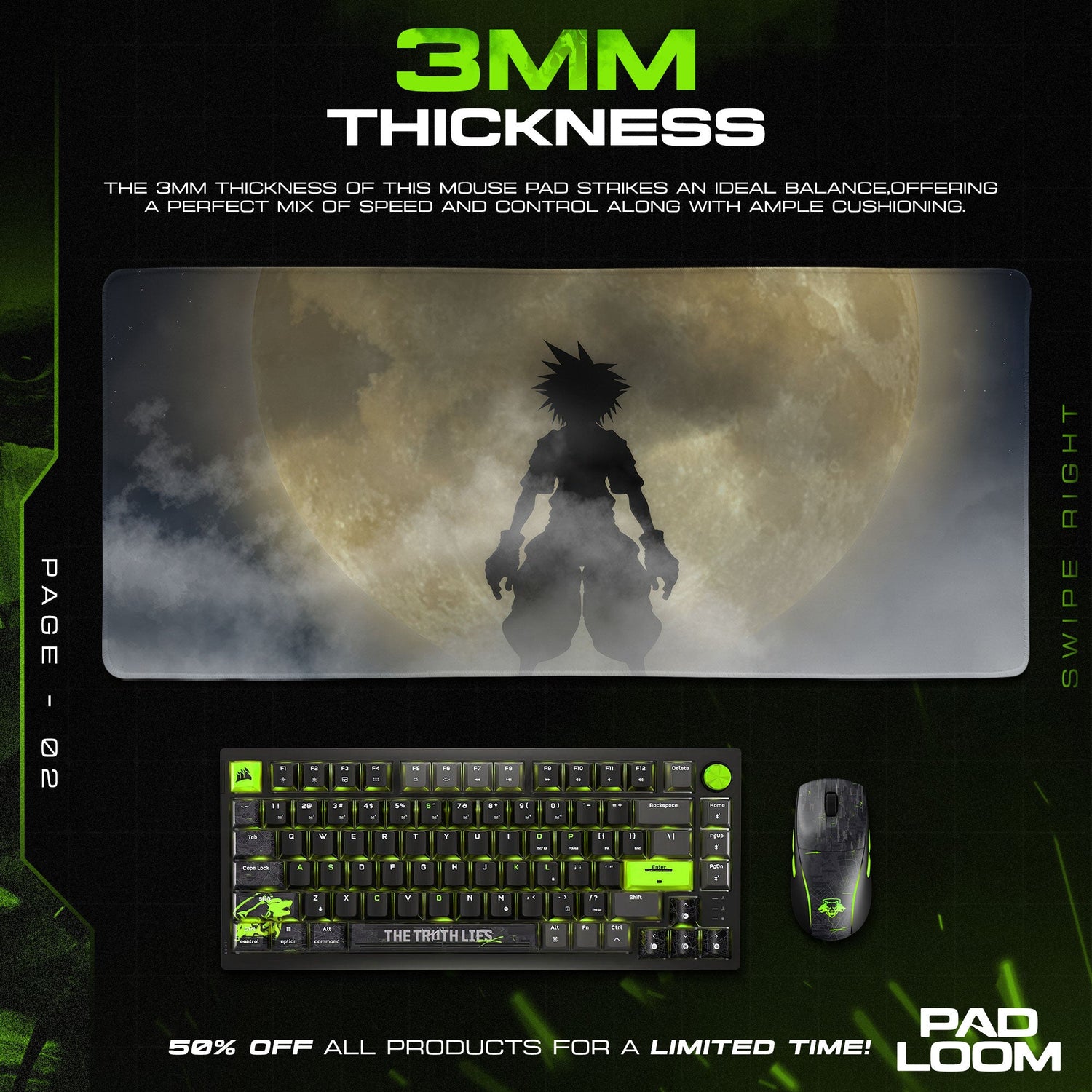 Kingdom Hearts Mouse Pad, Moonlit Silhouette Gaming Desk Mat Padloom