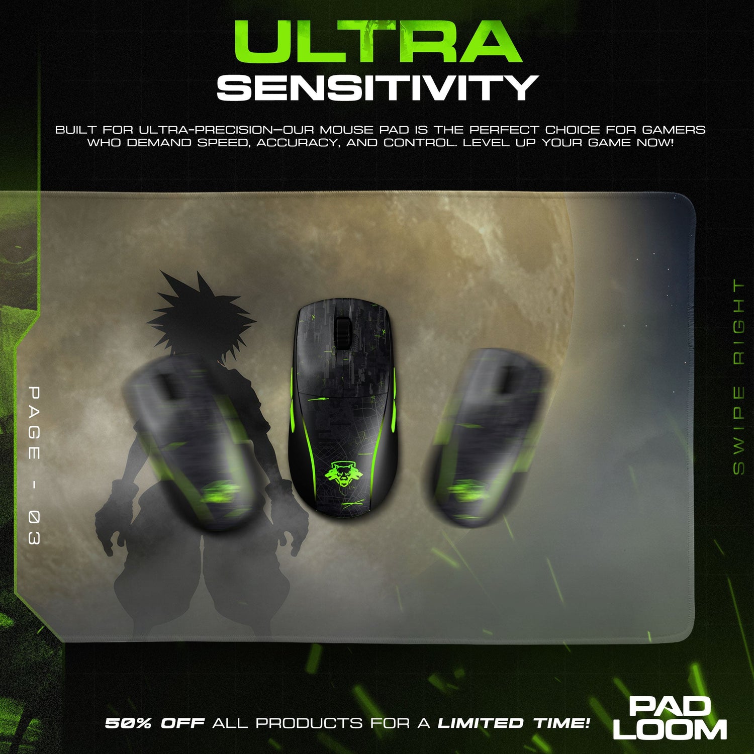 Kingdom Hearts Mouse Pad, Moonlit Silhouette Gaming Desk Mat Padloom