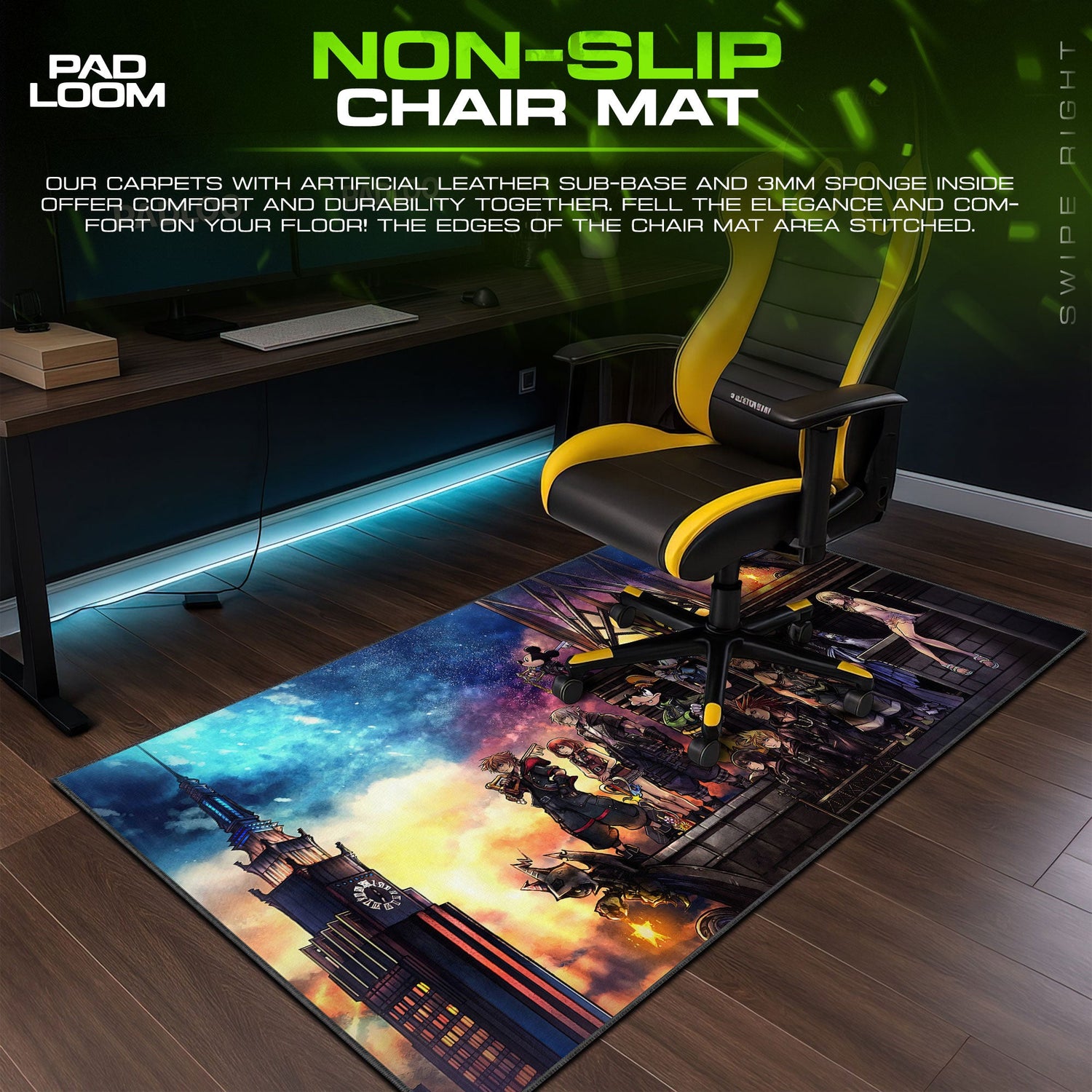 Kingdom Hearts Mouse Pad, Twilight Town Heroes Gaming Desk Mat Padloom