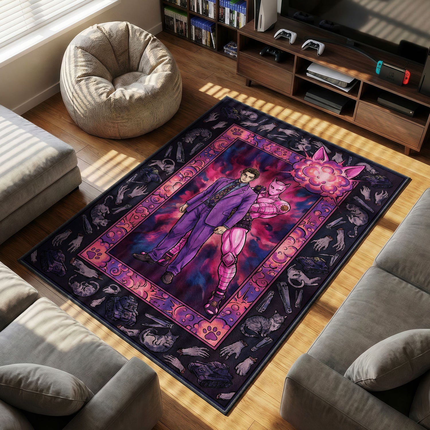 Kira Yoshikage themed area rug for home decor fans