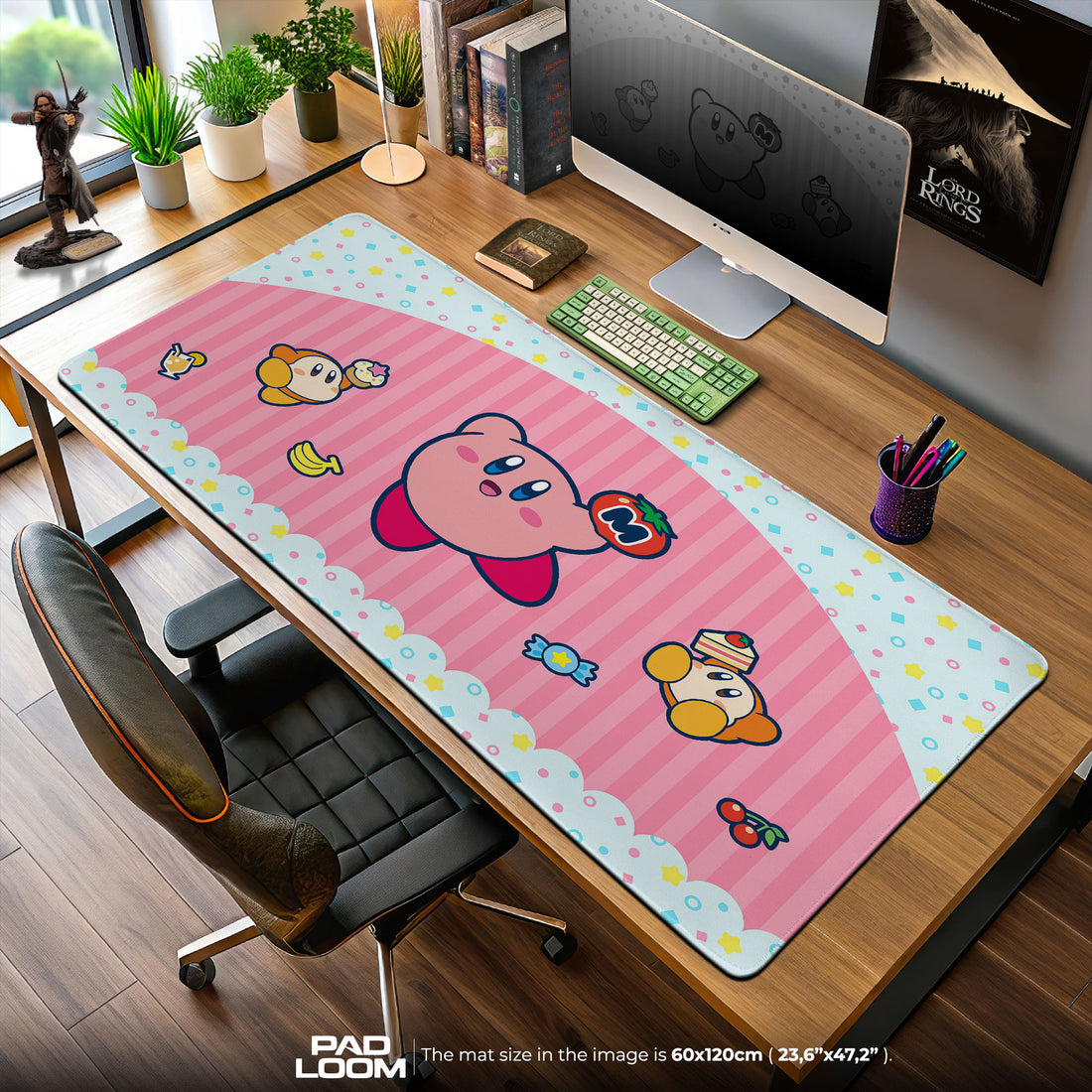Kirby Café Treats Mouse Pad, Game Dreamland Gaming Desk Mat S - 11.8″ × 15.7″ (30×40 cm) custom workspace setup, desk mat, stitched edges