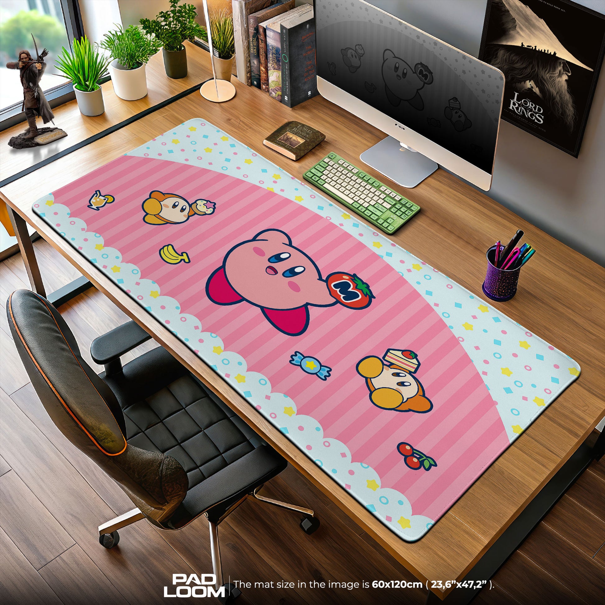 Kirby Café Treats Mouse Pad, Game Dreamland Gaming Desk Mat S - 11.8″ × 15.7″ (30×40 cm) custom workspace setup, desk mat, stitched edges