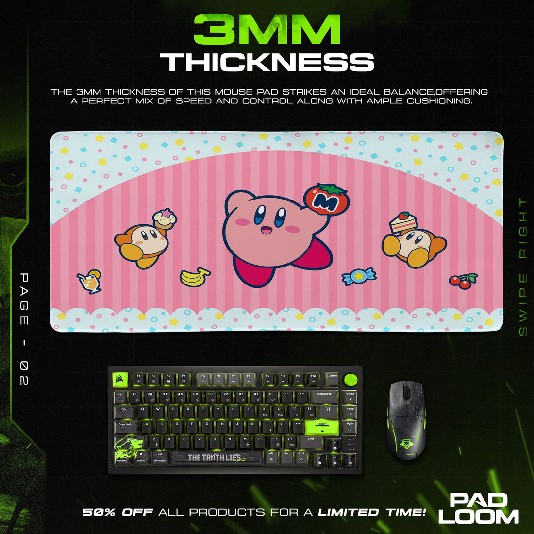 Kirby Café Treats Mouse Pad, Game Dreamland Gaming Desk Mat S - 11.8″ × 15.7″ (30×40 cm) custom workspace setup, desk mat, stitched edges