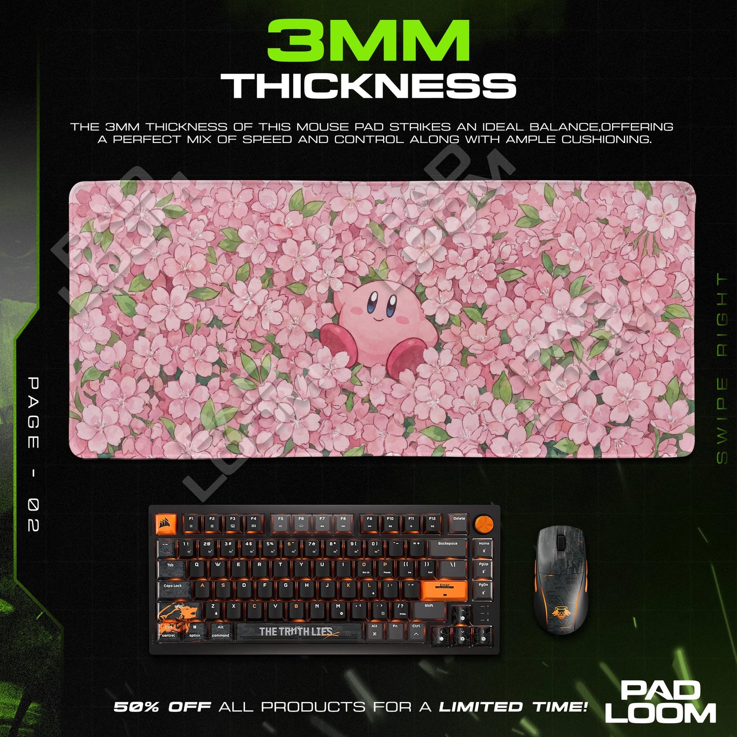 Kirby Cherry Blossom Mouse Pad - Kirby Desk Mat