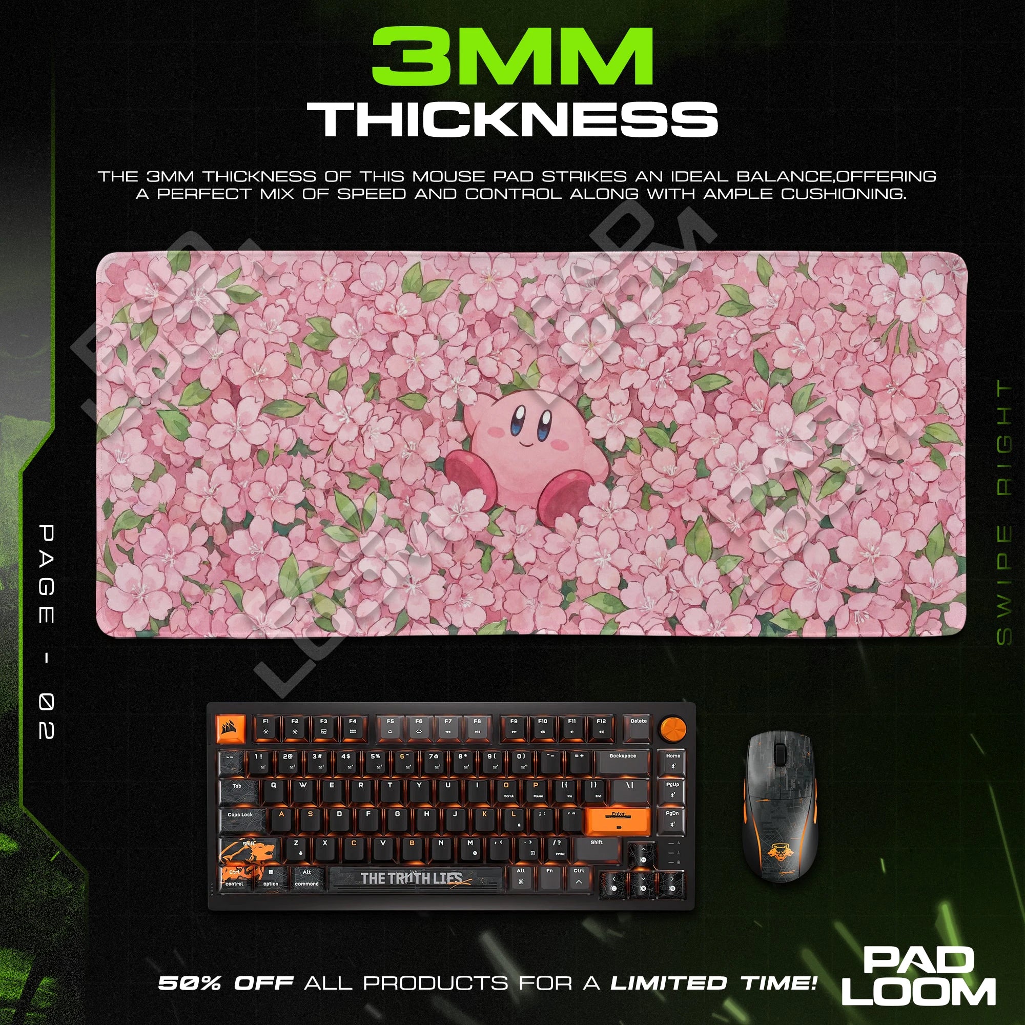 Kirby Cherry Blossom Mouse Pad - Kirby Desk Mat