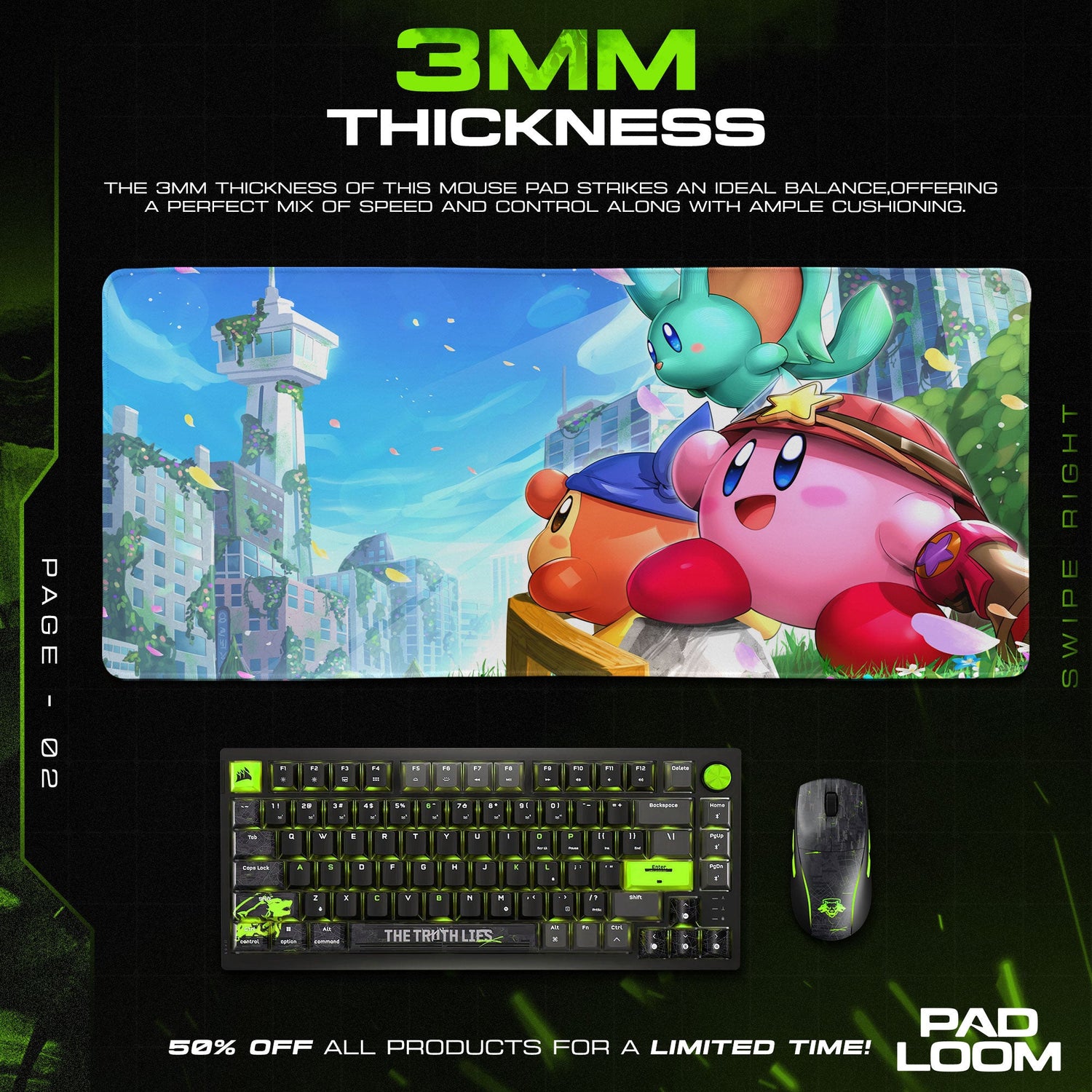 Kirby City of Light Mouse Pad, Game Dreamland Gaming Desk Mat Padloom