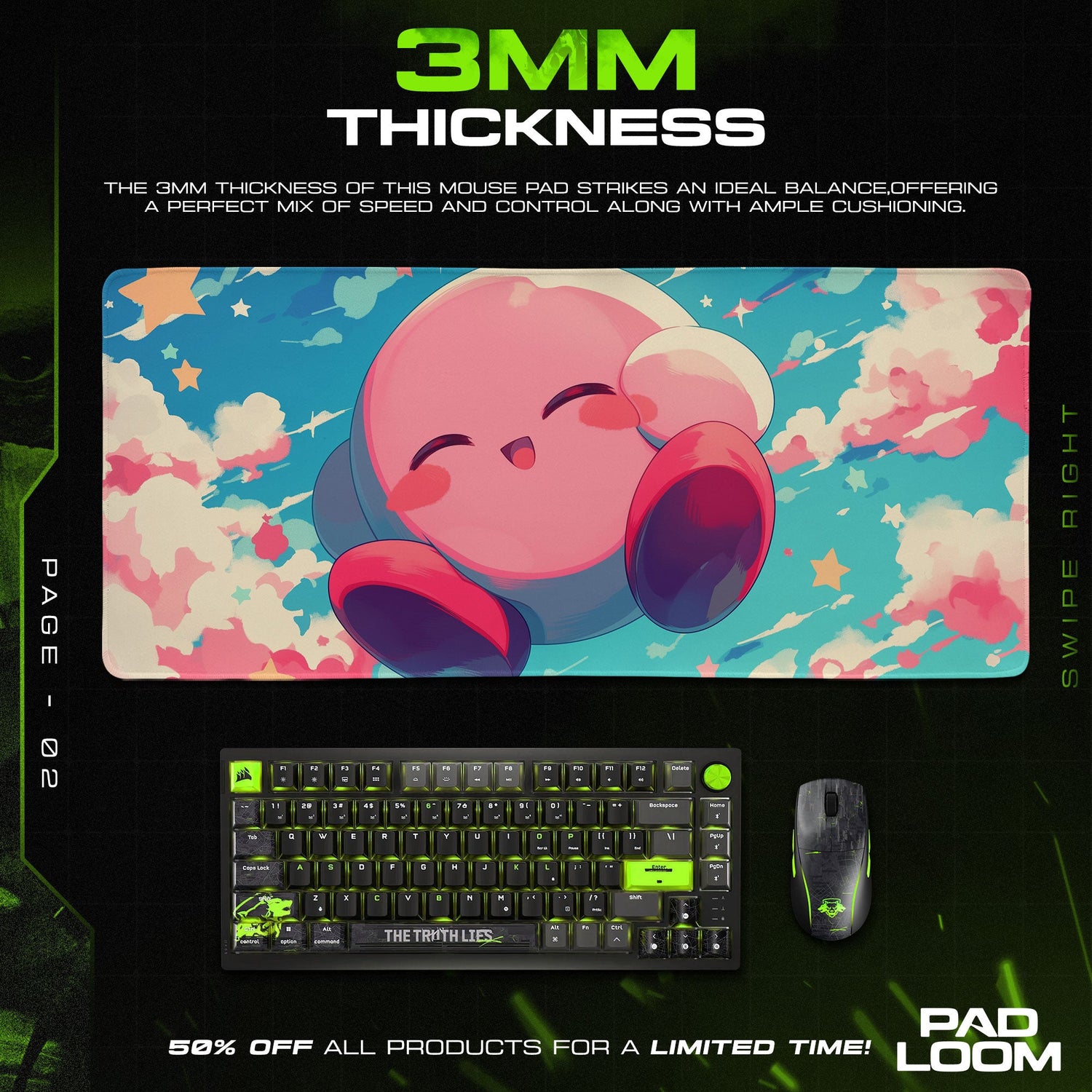 Kirby Dream Clouds Mouse Pad, Game Dreamland Gaming Desk Mat Padloom