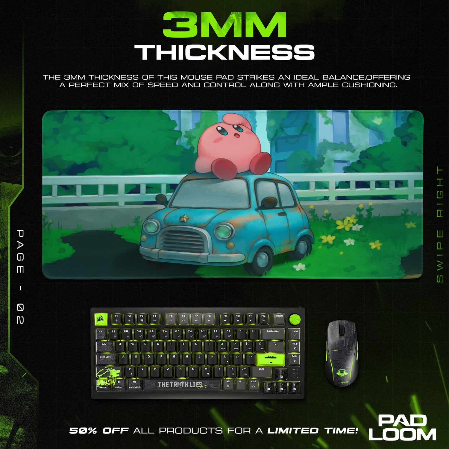 Kirby Forgotten City Mouse Pad, Game Dreamland Gaming Desk Mat Padloom