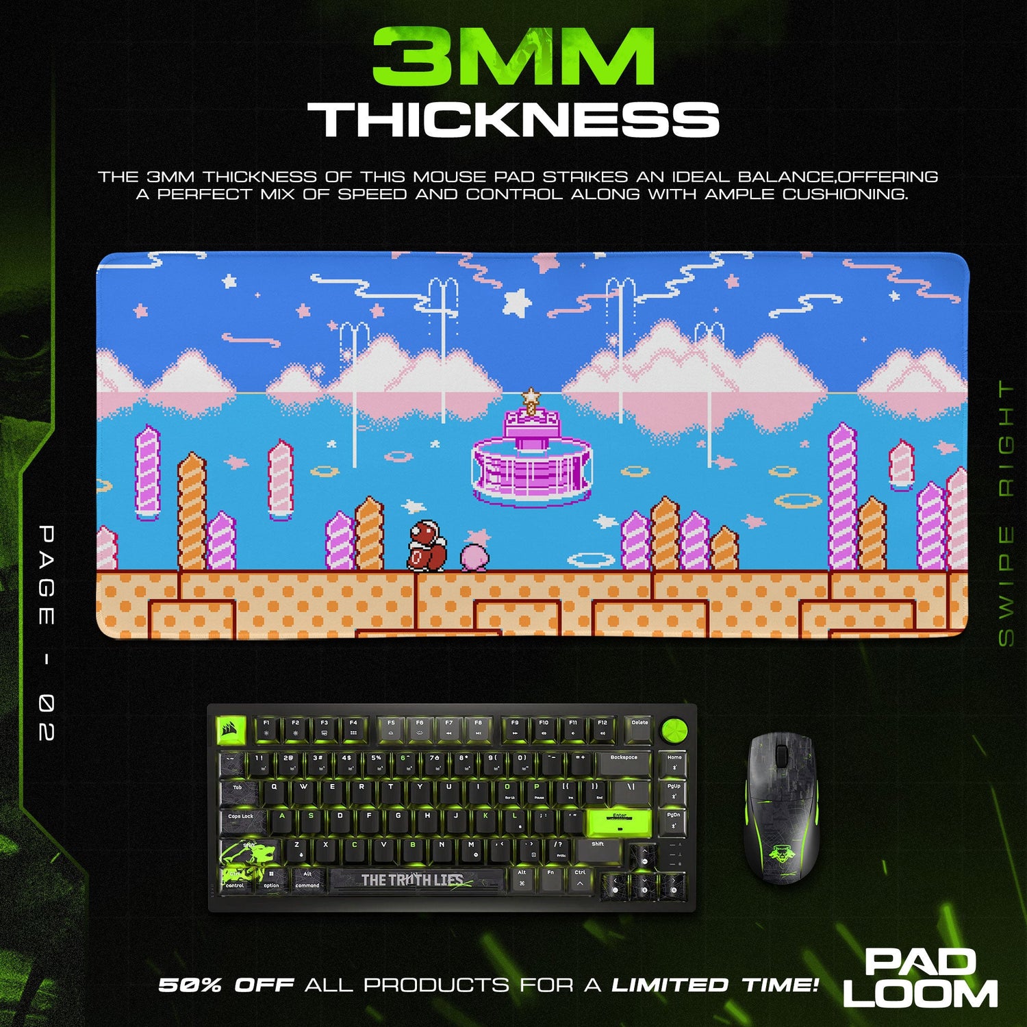 Kirby Fountain of Dreams Mouse Pad, Game Pixel Art Gaming Desk Mat Padloom