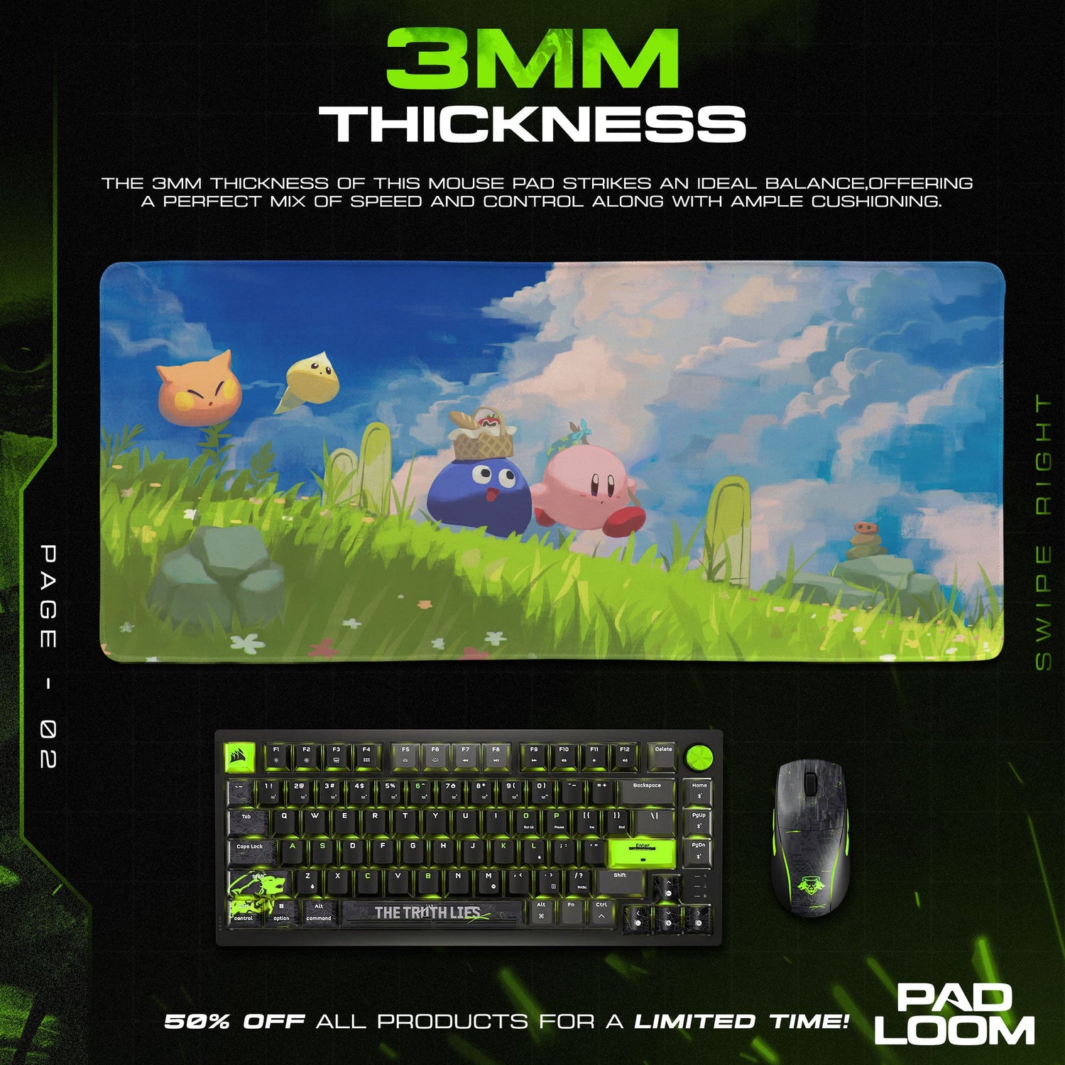 Kirby Meadow Picnic Mouse Pad, Game Dreamland Gaming Desk Mat Padloom