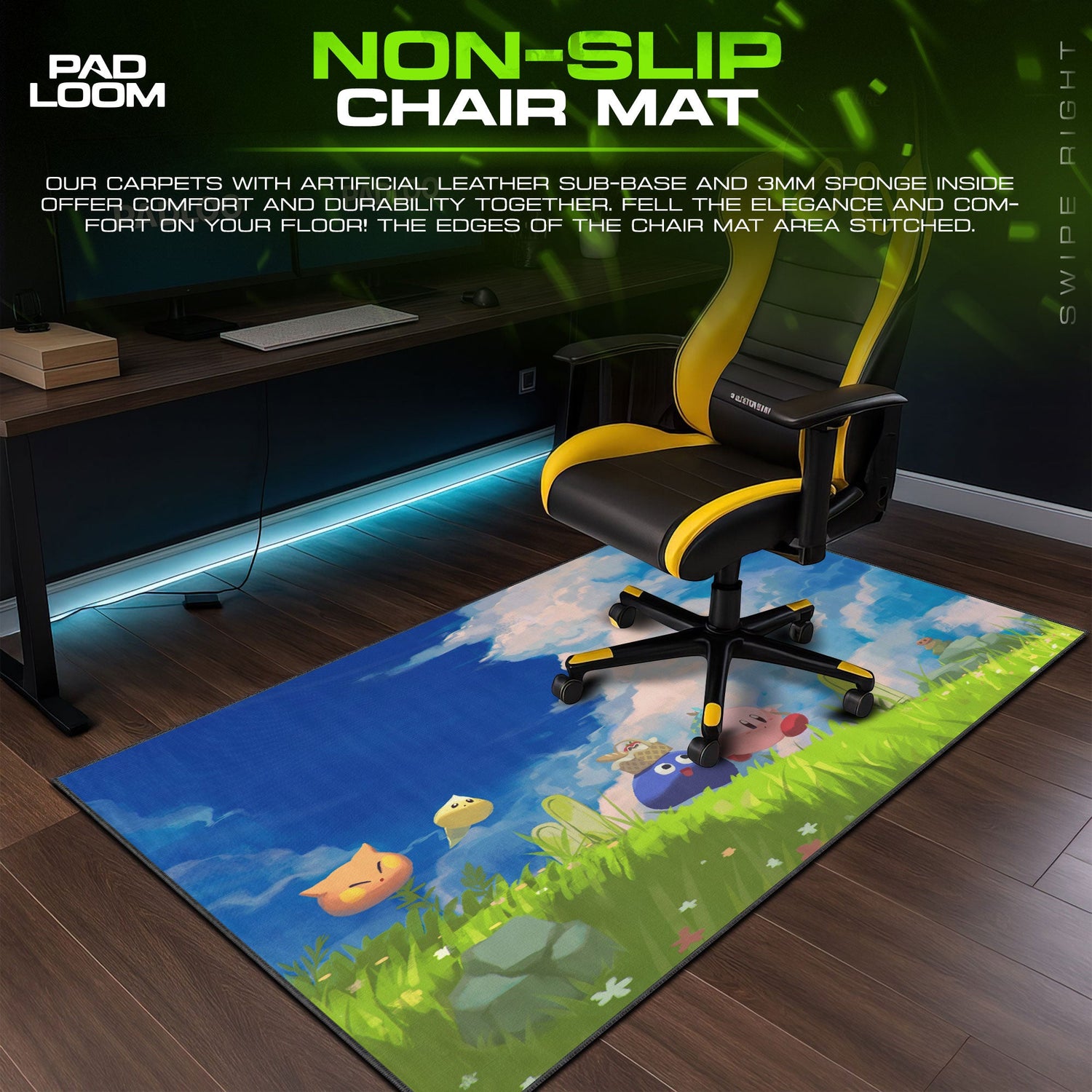 Kirby Meadow Picnic Mouse Pad, Game Dreamland Gaming Desk Mat Padloom