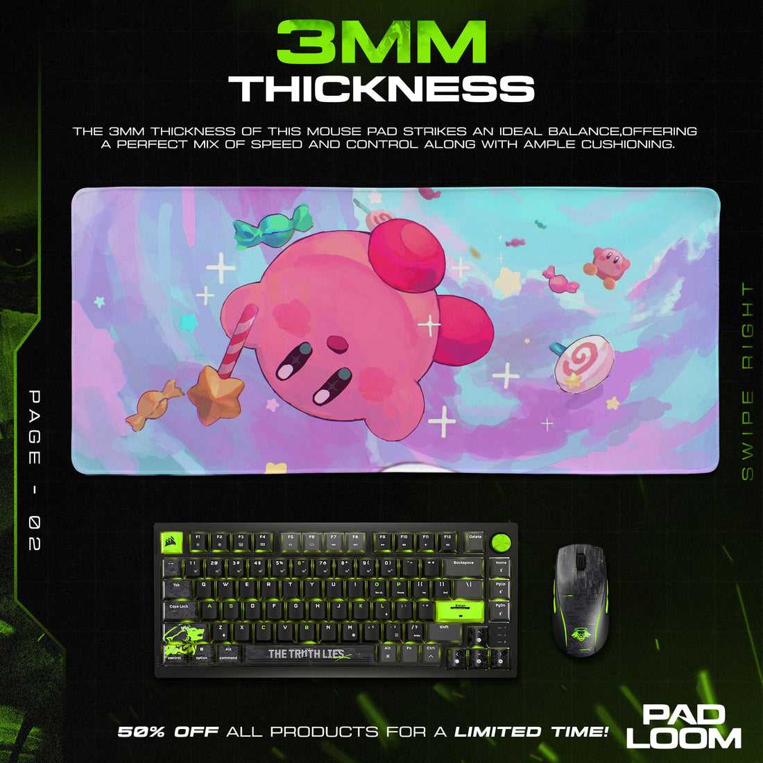 Kirby Mouse Pad, Candy Star Dreamland Anime Desk Mat