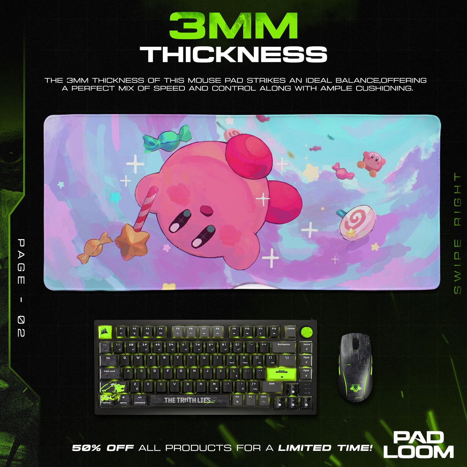 Kirby Mouse Pad, Candy Star Dreamland Anime Desk Mat Padloom