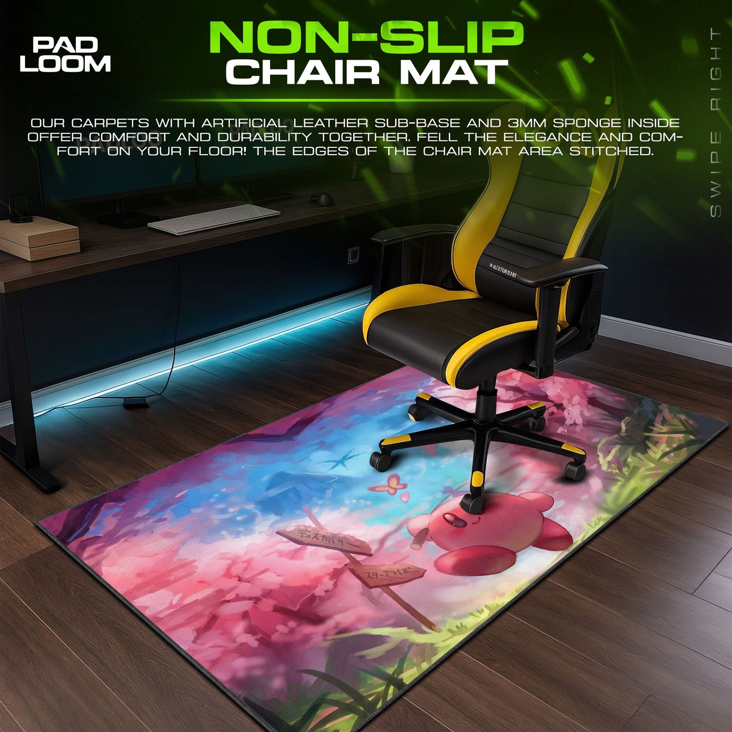 Kirby Mouse Pad, Cherry Blossom Path Anime Desk Mat Padloom