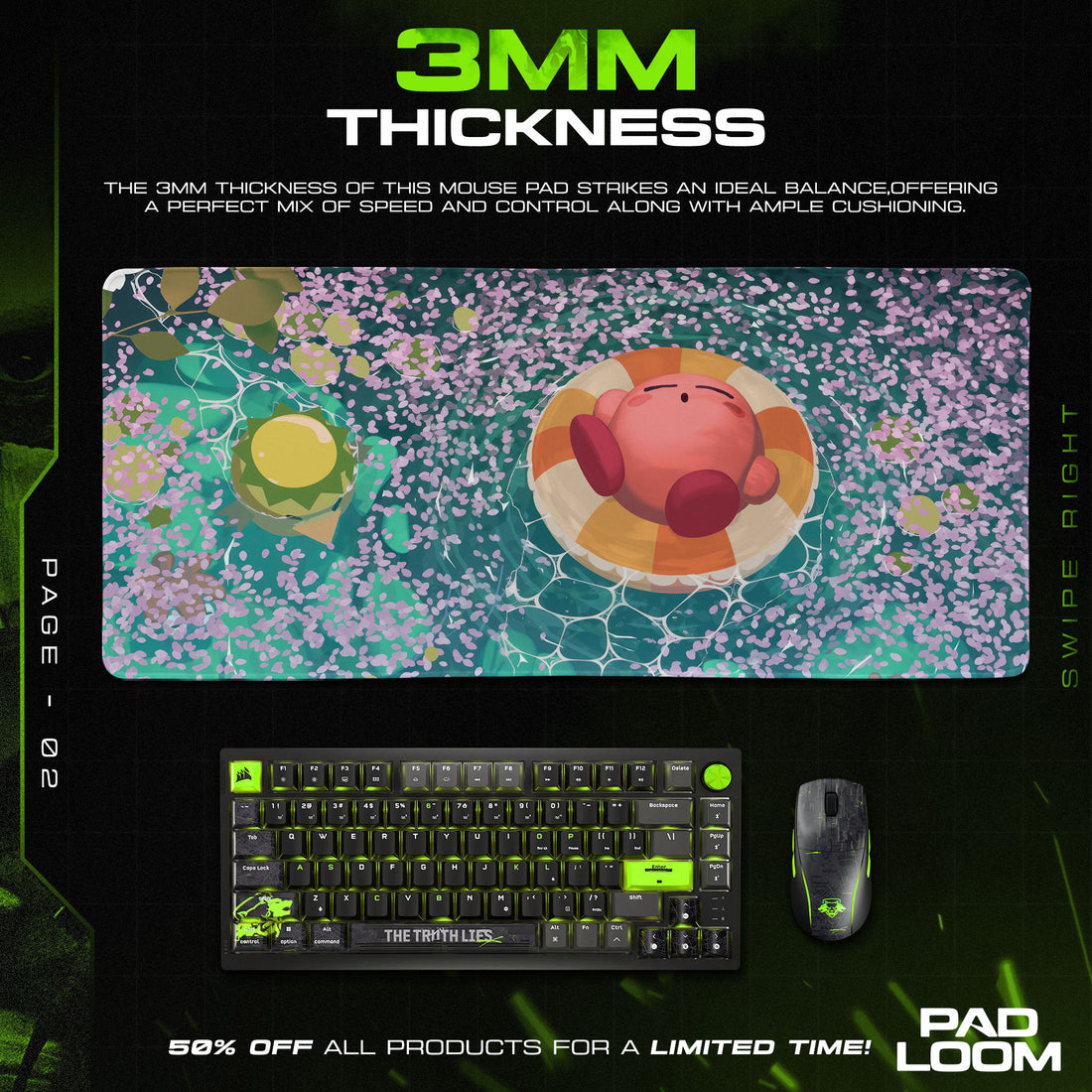 Kirby Mouse Pad, Cherry Blossom Pool Gamer Desk Mat