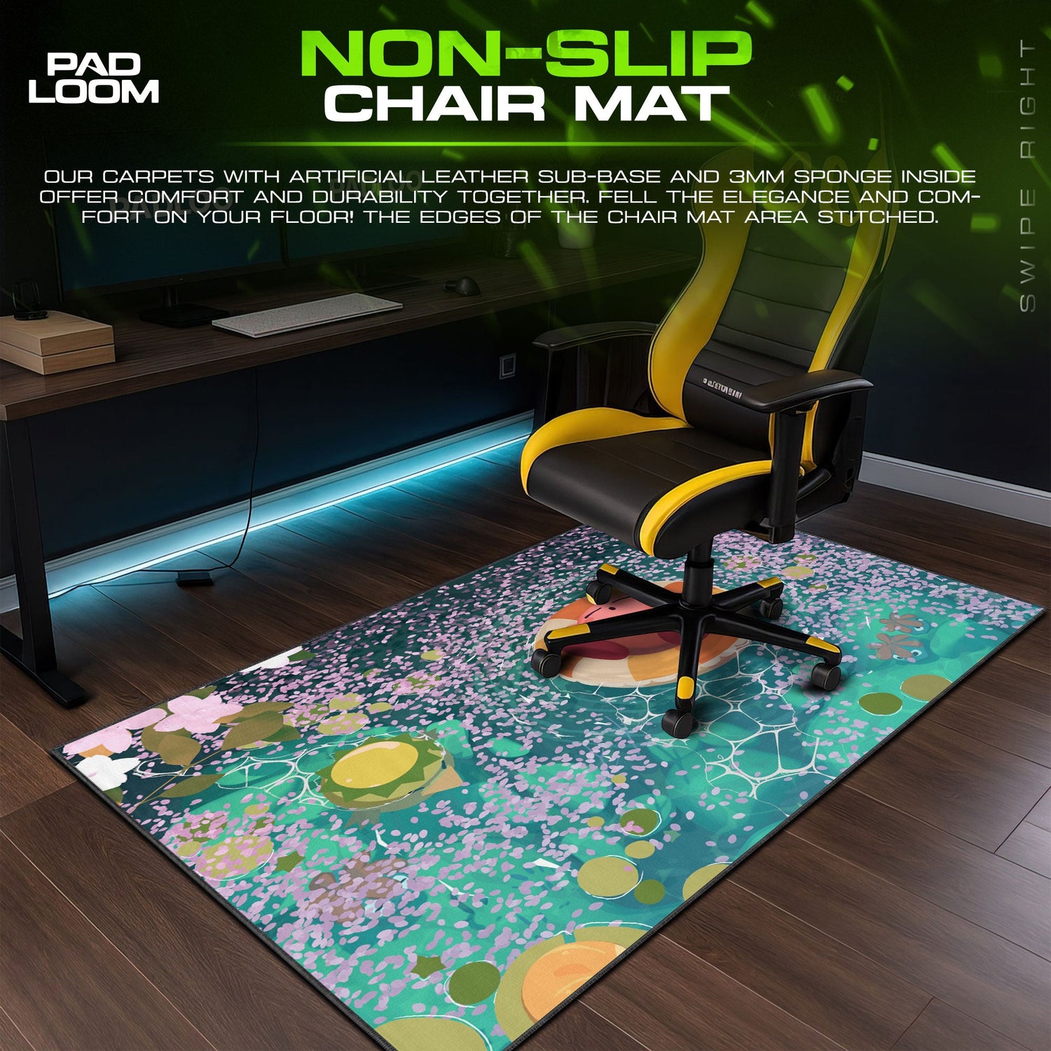 Kirby Mouse Pad, Cherry Blossom Pool Gamer Desk Mat Padloom