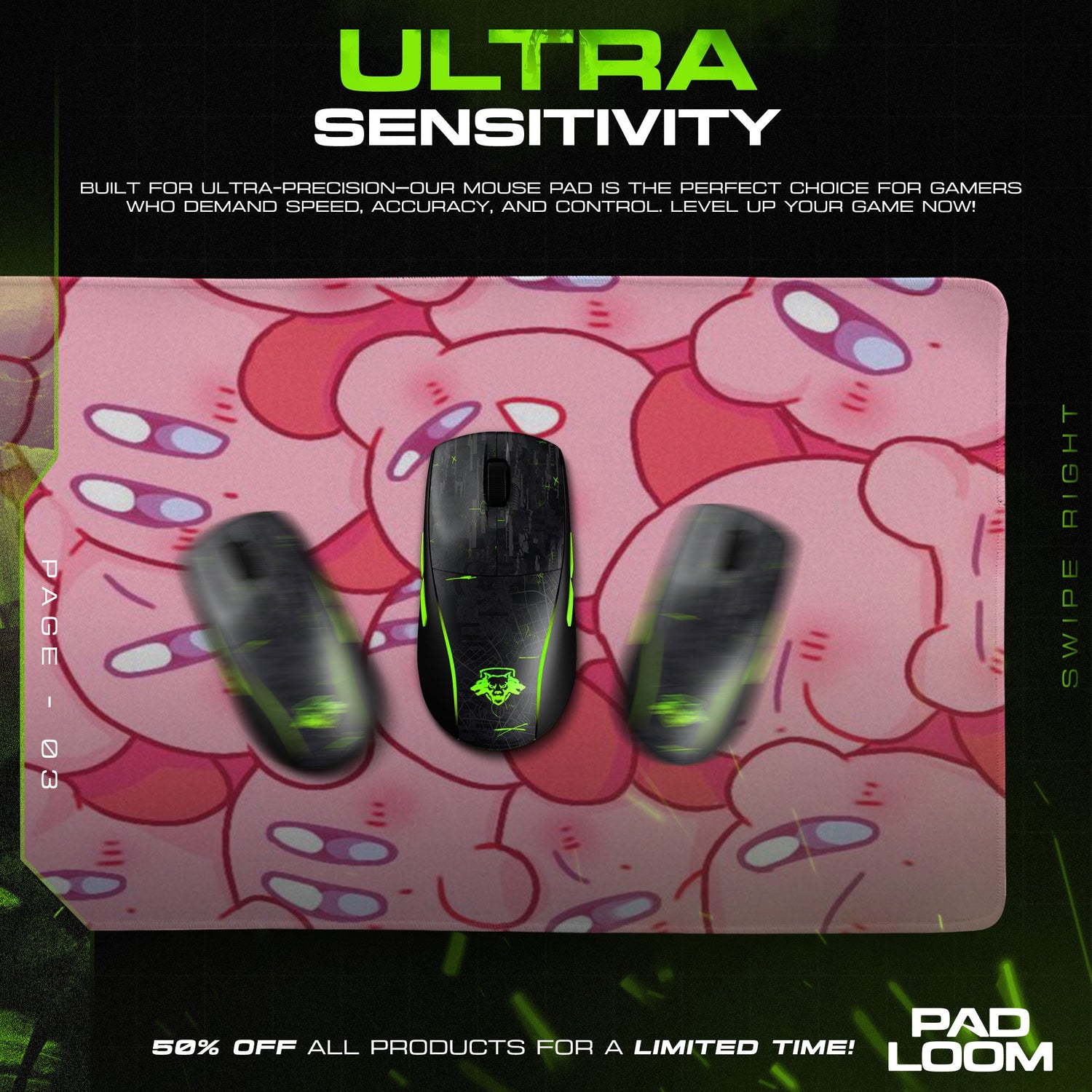 Kirby Pink Poses Mouse Pad, Nintendo Gamer Desk Mat Padloom