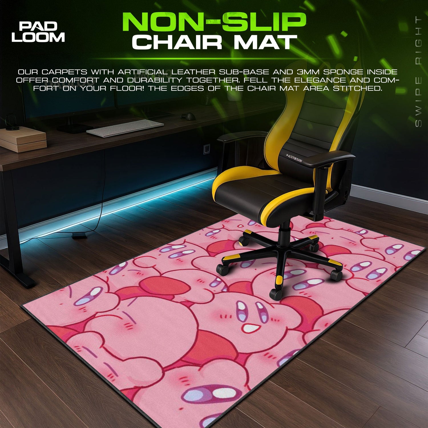 Kirby Pink Poses Mouse Pad, Nintendo Gamer Desk Mat Padloom