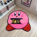 Kirby shaped area rug, die-cut gaming room rug