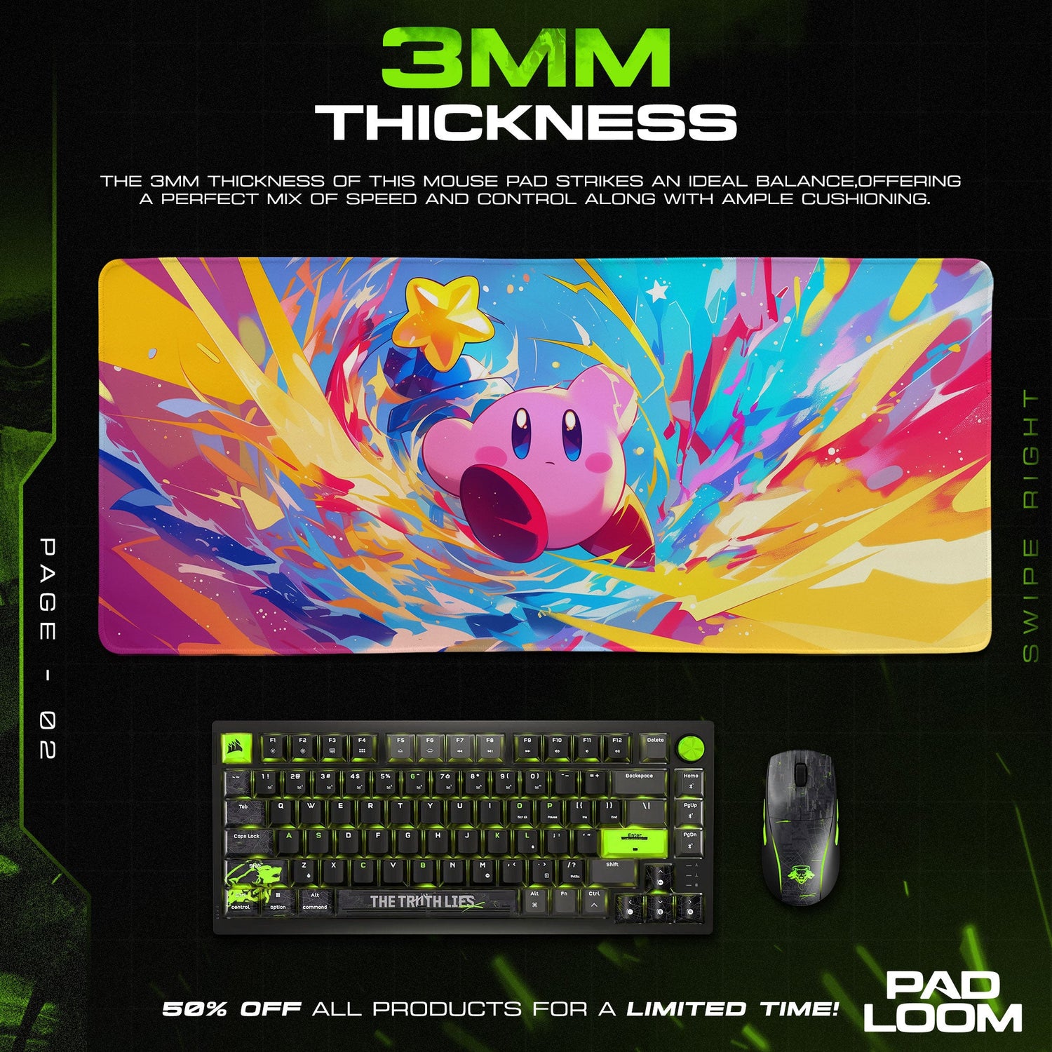Kirby Star Burst Mouse Pad, Game Dreamland Gaming Desk Mat Padloom