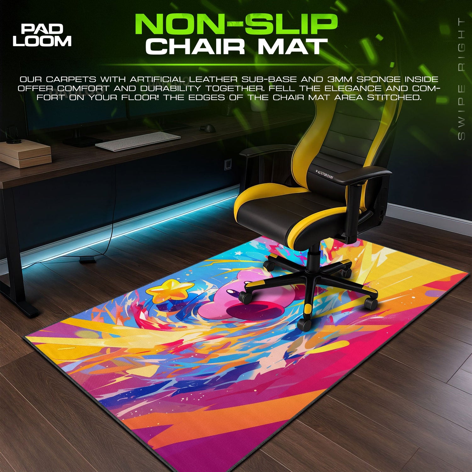 Kirby Star Burst Mouse Pad, Game Dreamland Gaming Desk Mat Padloom