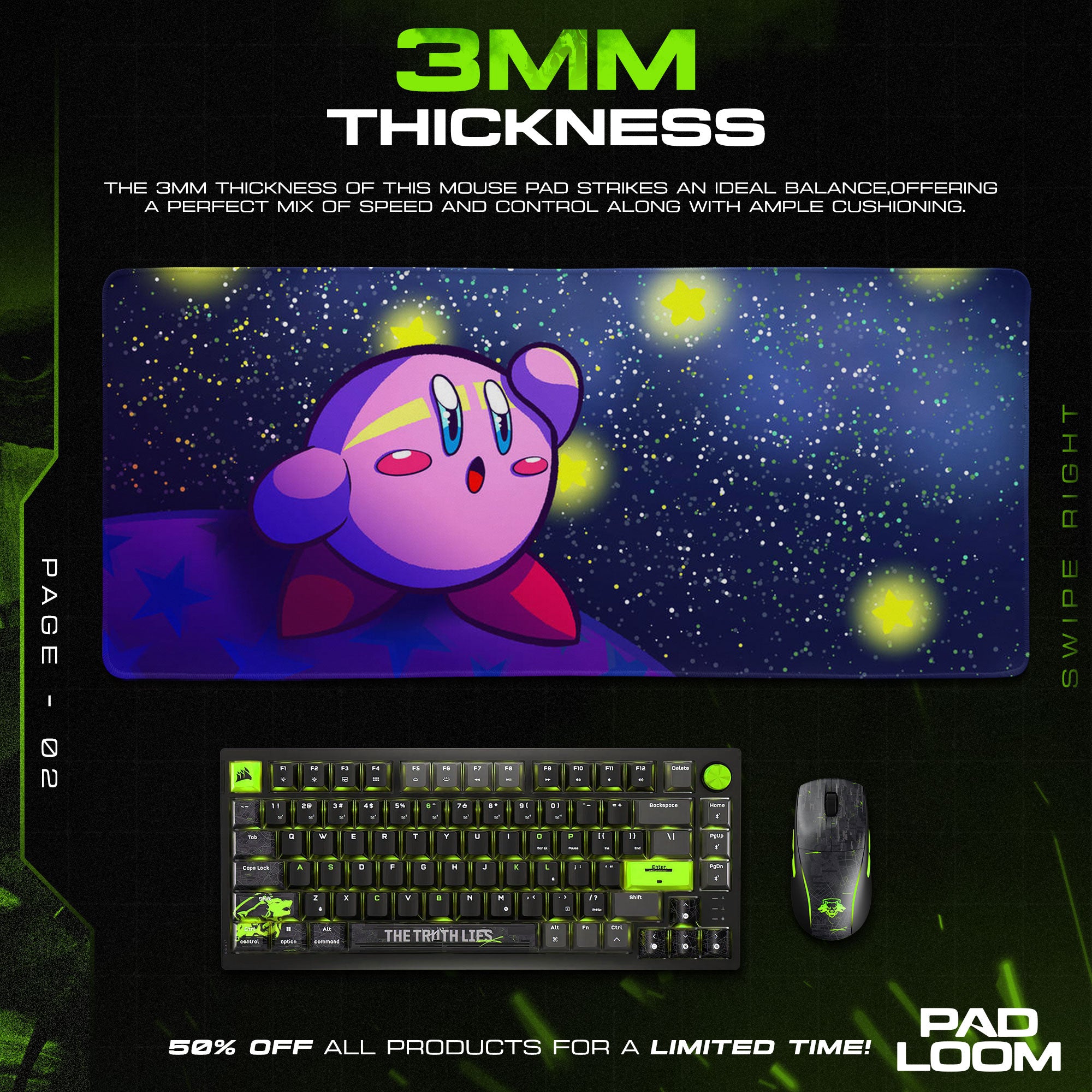 Kirby Sternenhimmel Mauspad, Cartoon Gamer Schreibtischmatte