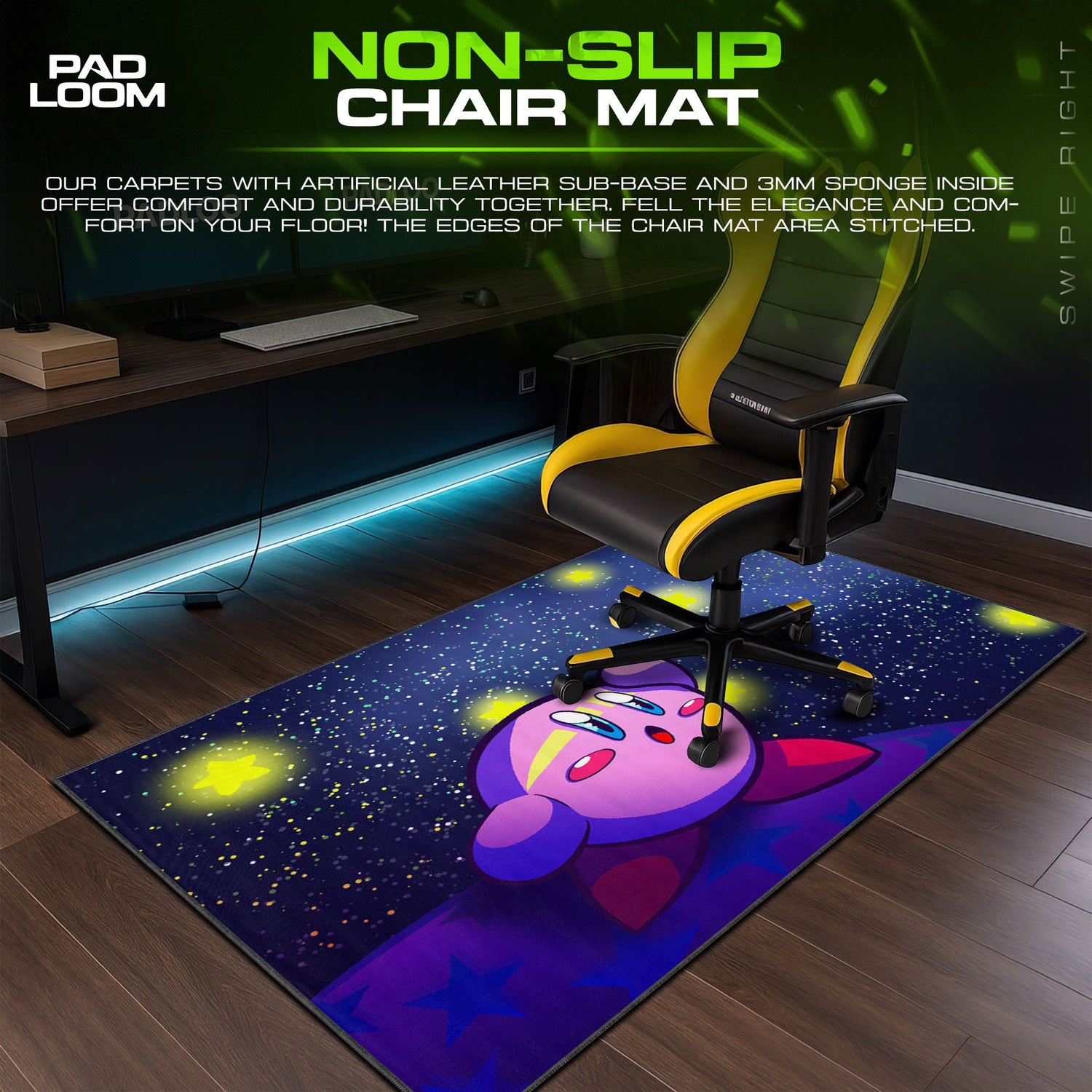Kirby Starry Sky Mouse Pad, Cartoon Gamer Desk Mat Padloom