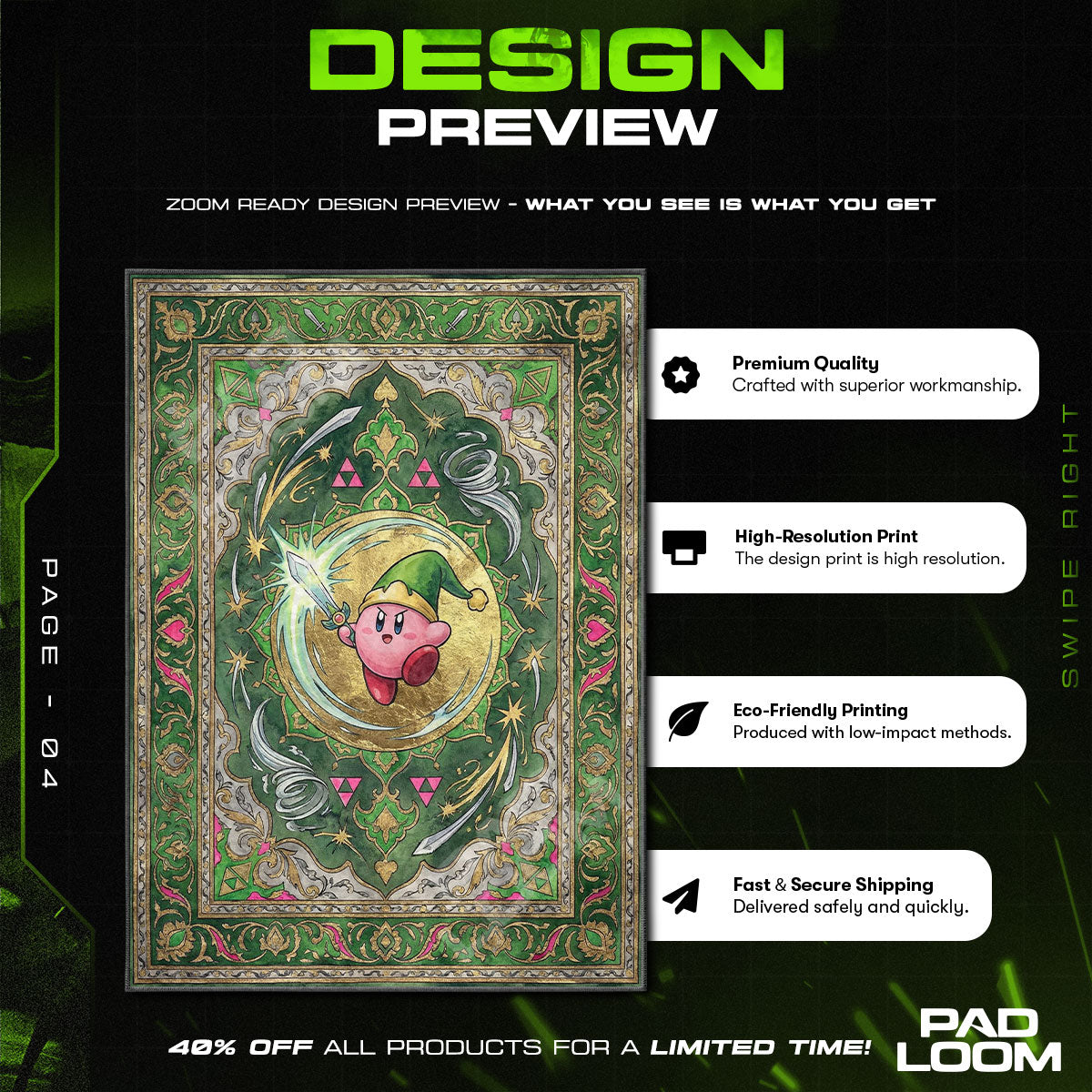 Kirby Sword Hero Rug - Kirby Chair Mat