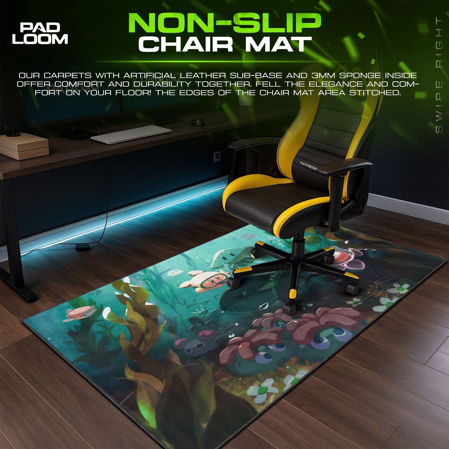 Kirby Underwater Adventure Mouse Pad, Game Dreamland Gaming Desk Mat Padloom