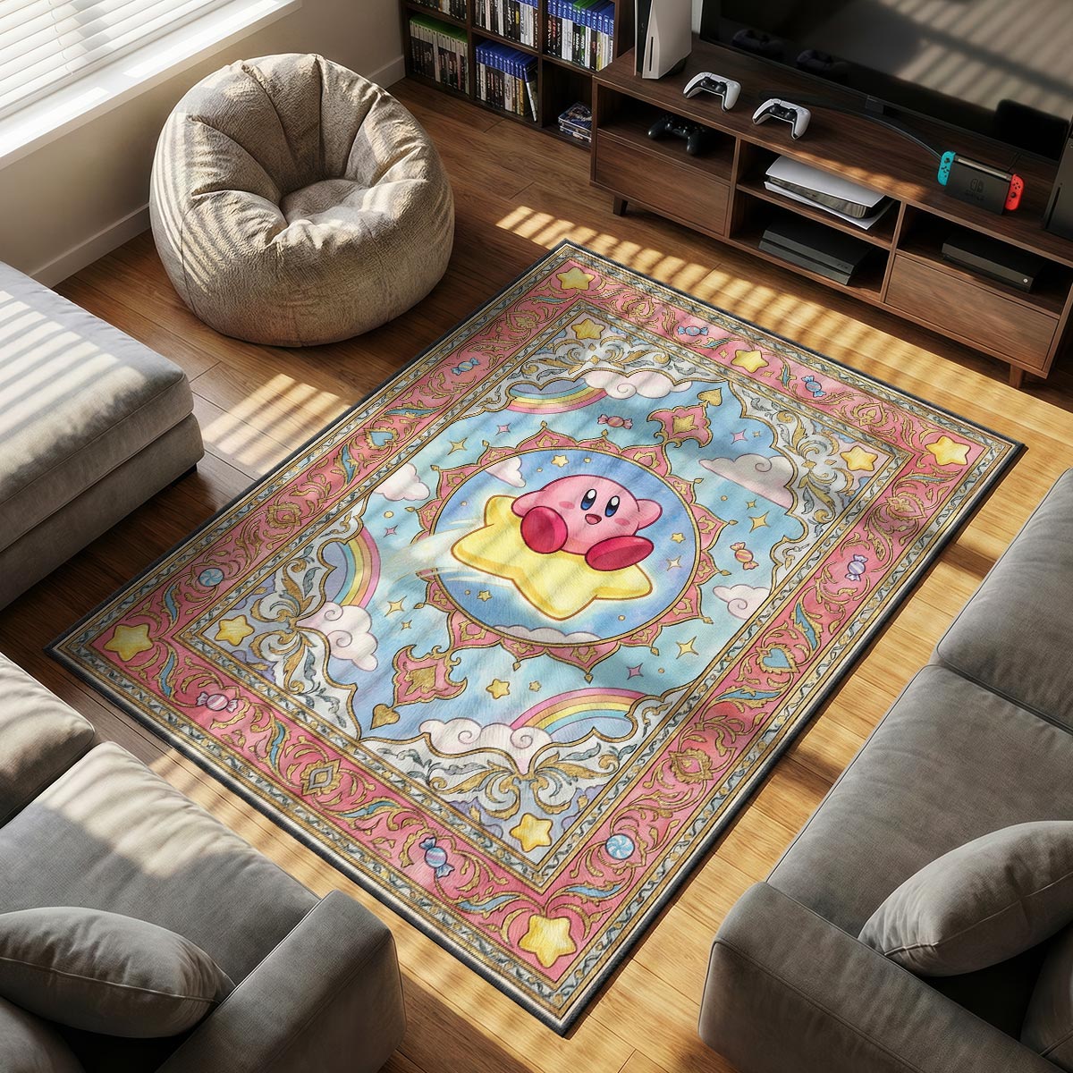 Kirby Warp Star Dream Rug - Kirby Chair Mat