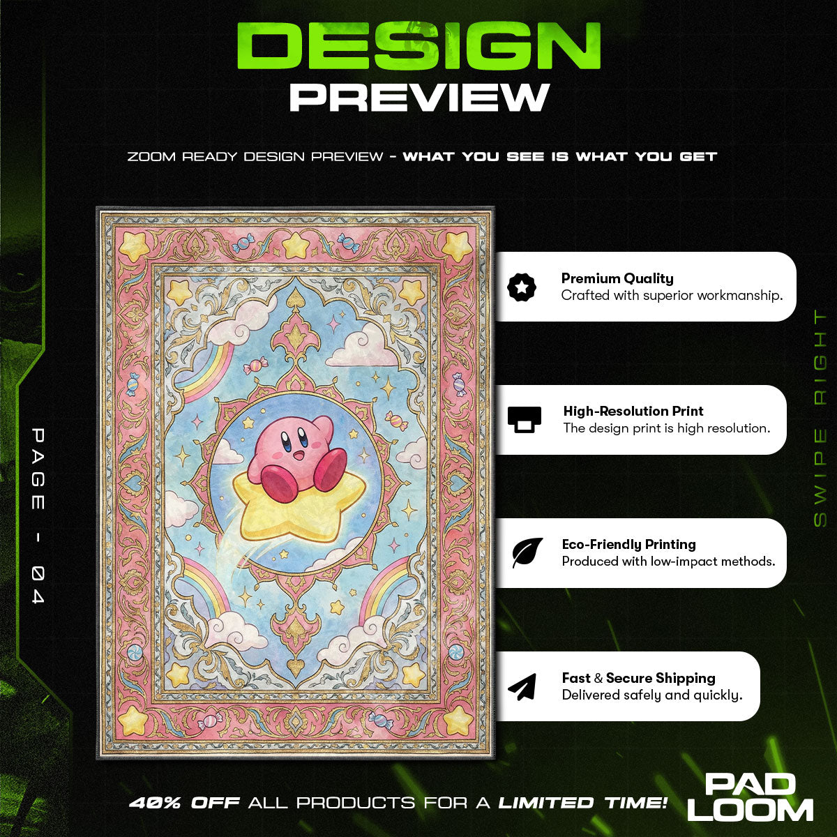 Kirby Warp Star Dream Rug - Kirby Chair Mat